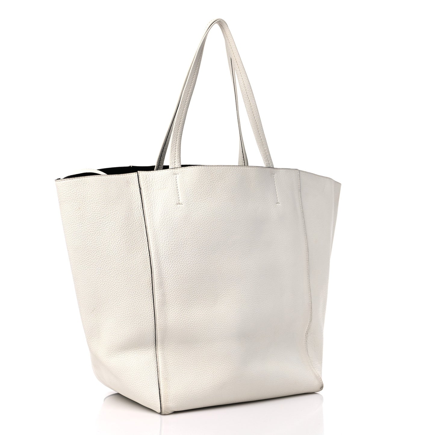 Grained Calfskin Medium Horizontal Cabas Phantom White