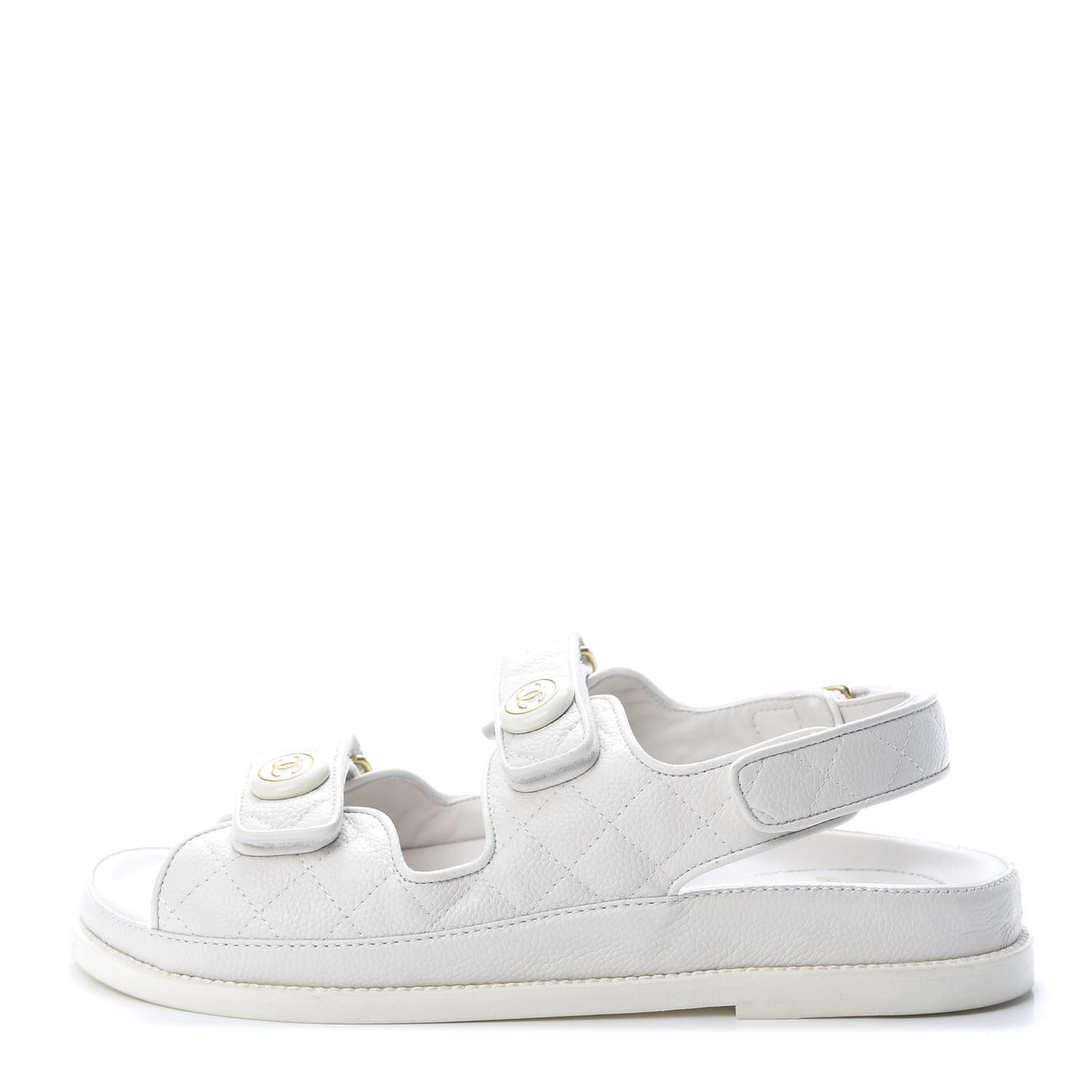 Grained Calfskin Velcro Dad Sandals 40 White