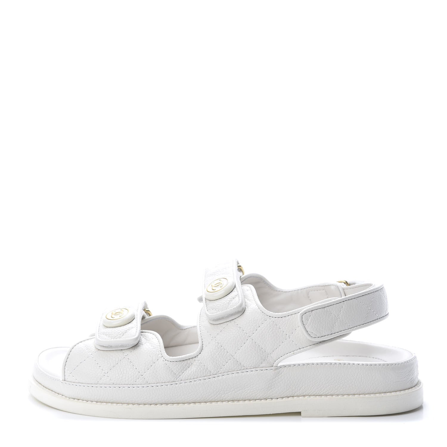 Chanel Grained Calfskin Velcro Dad Sandals 40 White 1 of 9