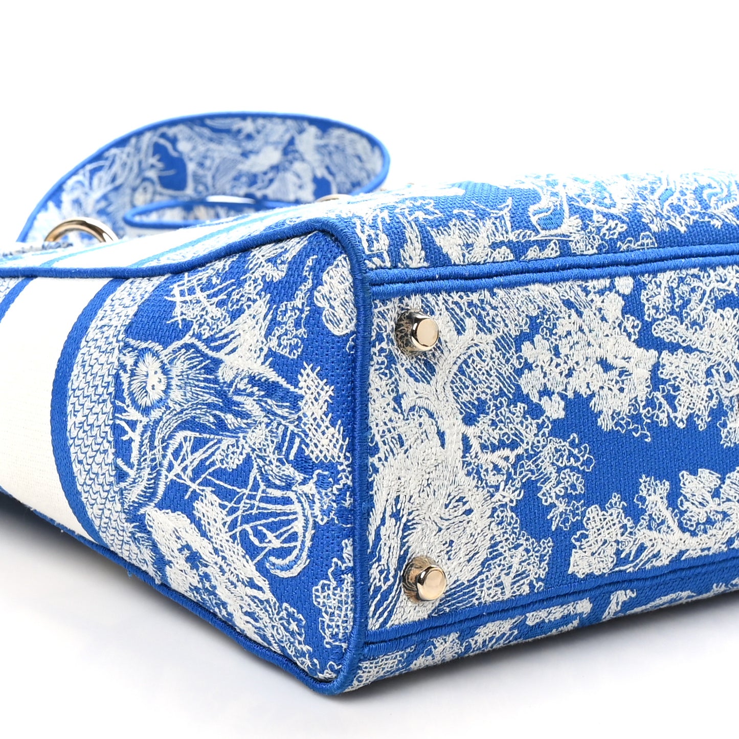 Toile de Jouy Embroidered Large Lady D-Lite Fluorescent Blue