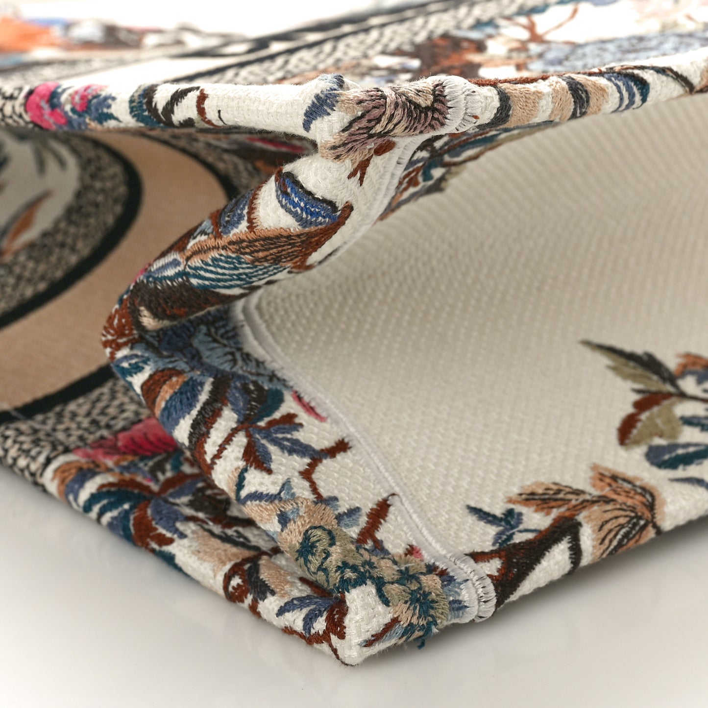 Canvas Embroidered Medium Jardin D'Hiver Book Tote Latte Multicolor