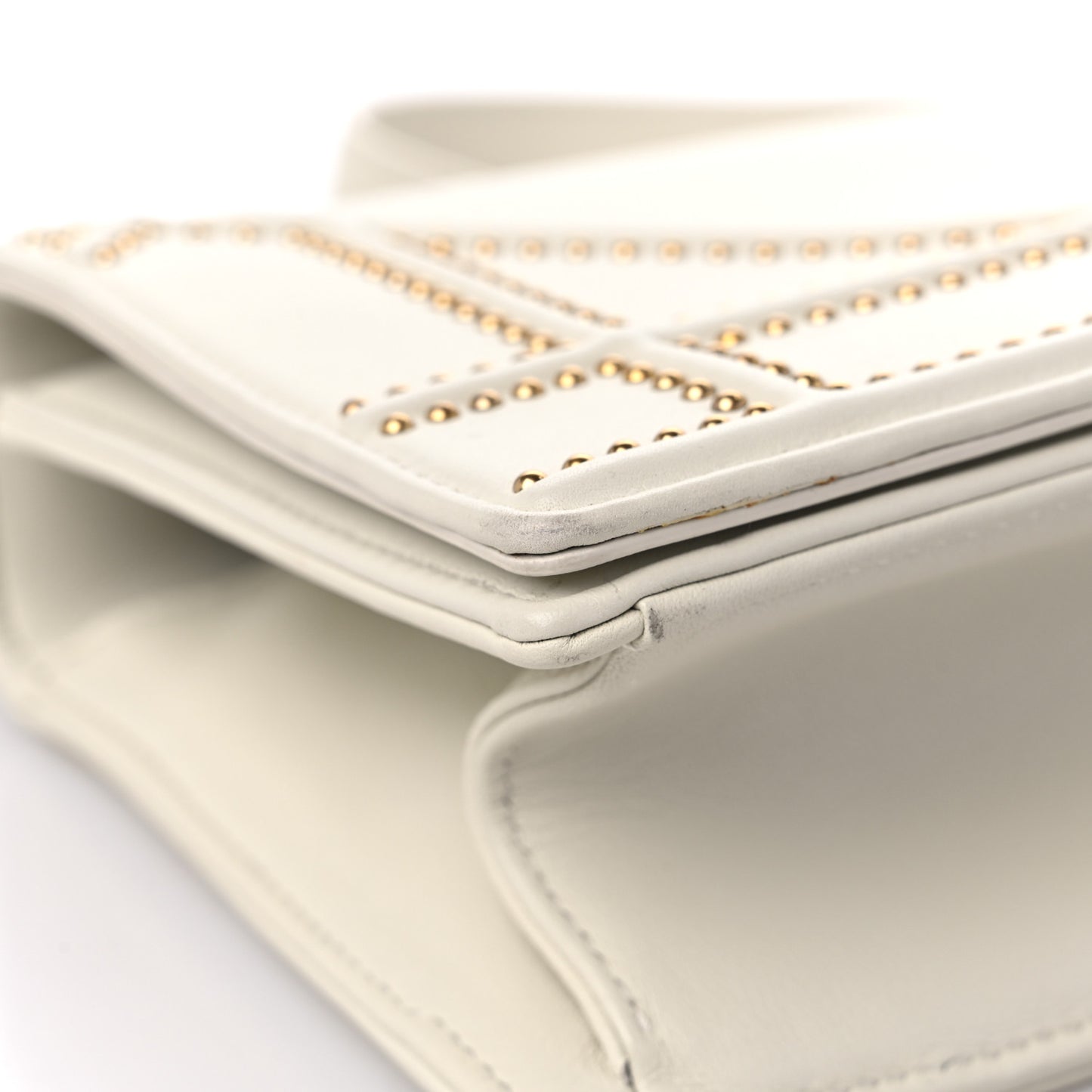 Lambskin Studded Medium Diorama Flap Bag Latte