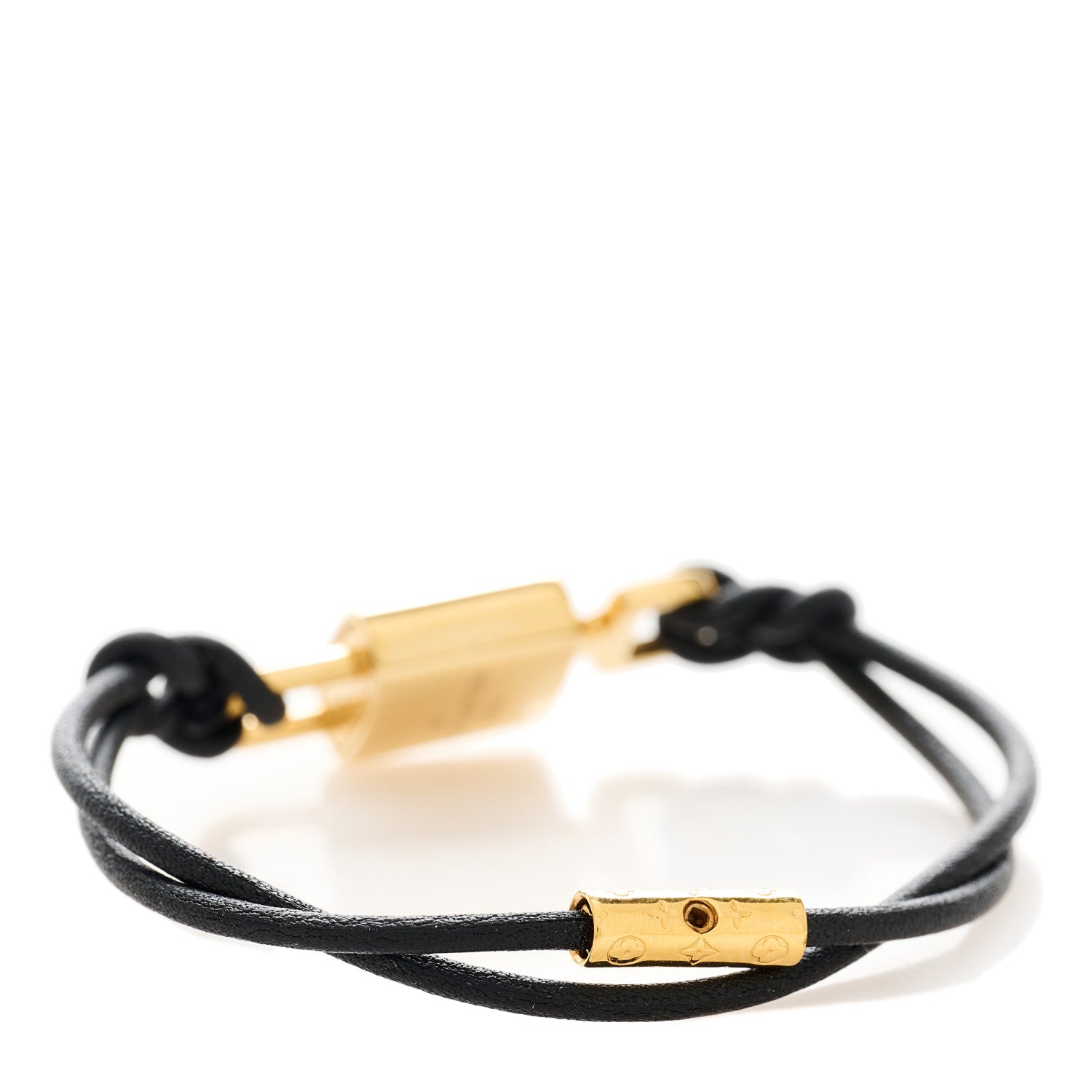 Louis Vuitton Calfskin LV Padlock Bracelet 17 Black 2 of 4