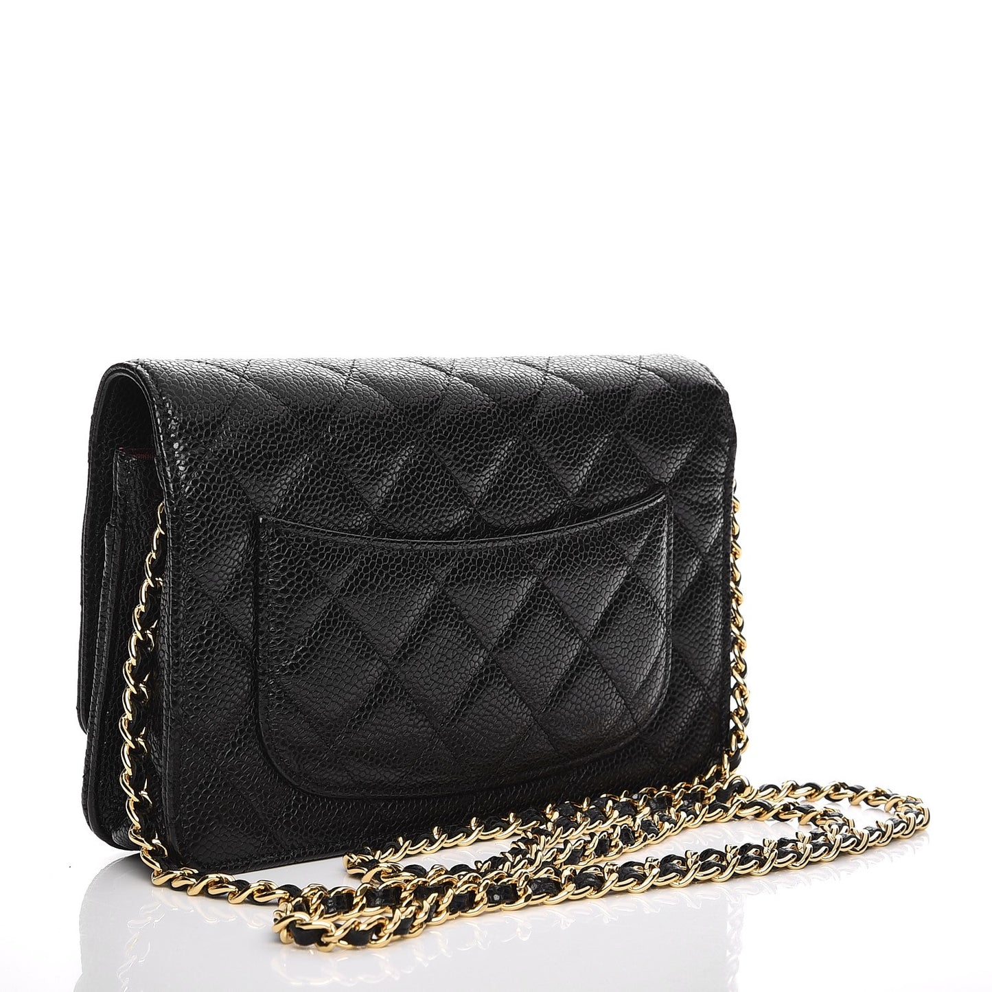 Caviar Quilted Wallet On Chain WOC Black
