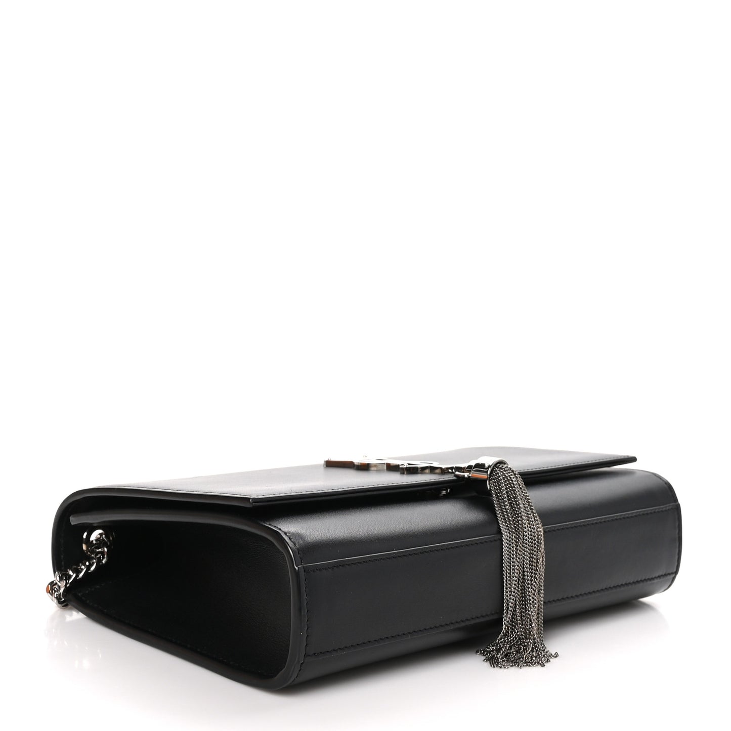 Smooth Calfskin Medium Classic Monogram Kate Tassel Satchel Black