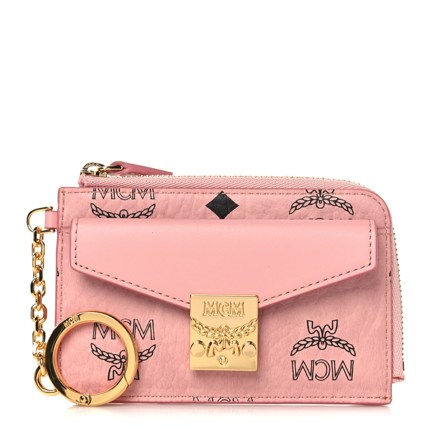 MCM Visetos Tracy Zip Card Case Soft Pink 1839047 – FASHIONPHILE