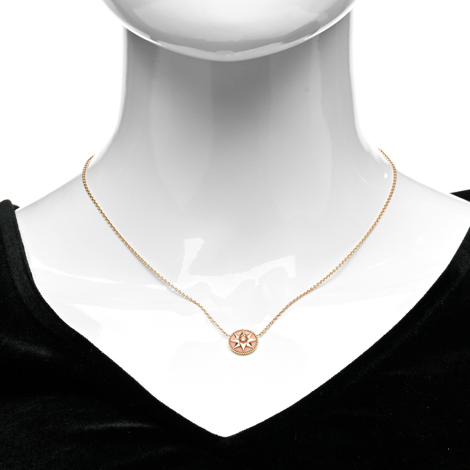 Christian Dior 18K Rose Gold Diamond Pink Opal Rose Des Vents Necklace 2 of 6