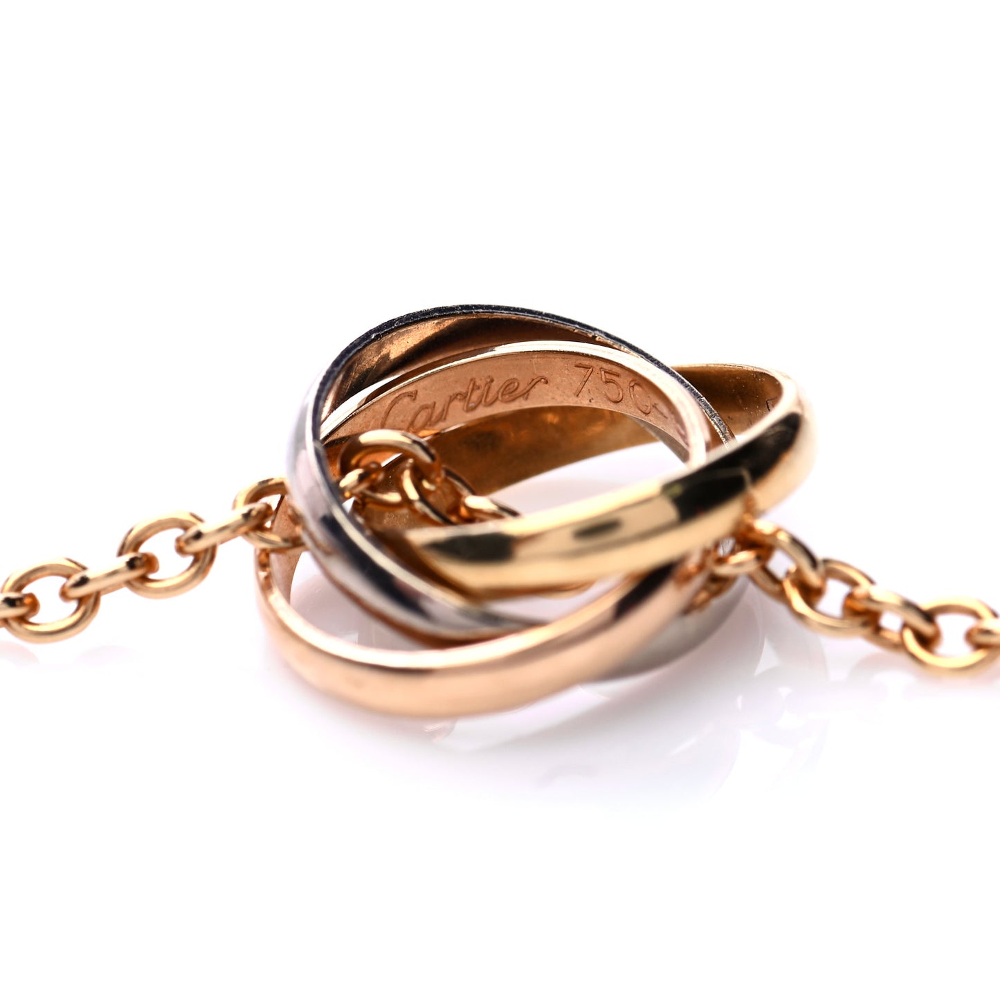 18K Pink Yellow White Gold Trinity Pendant Necklace