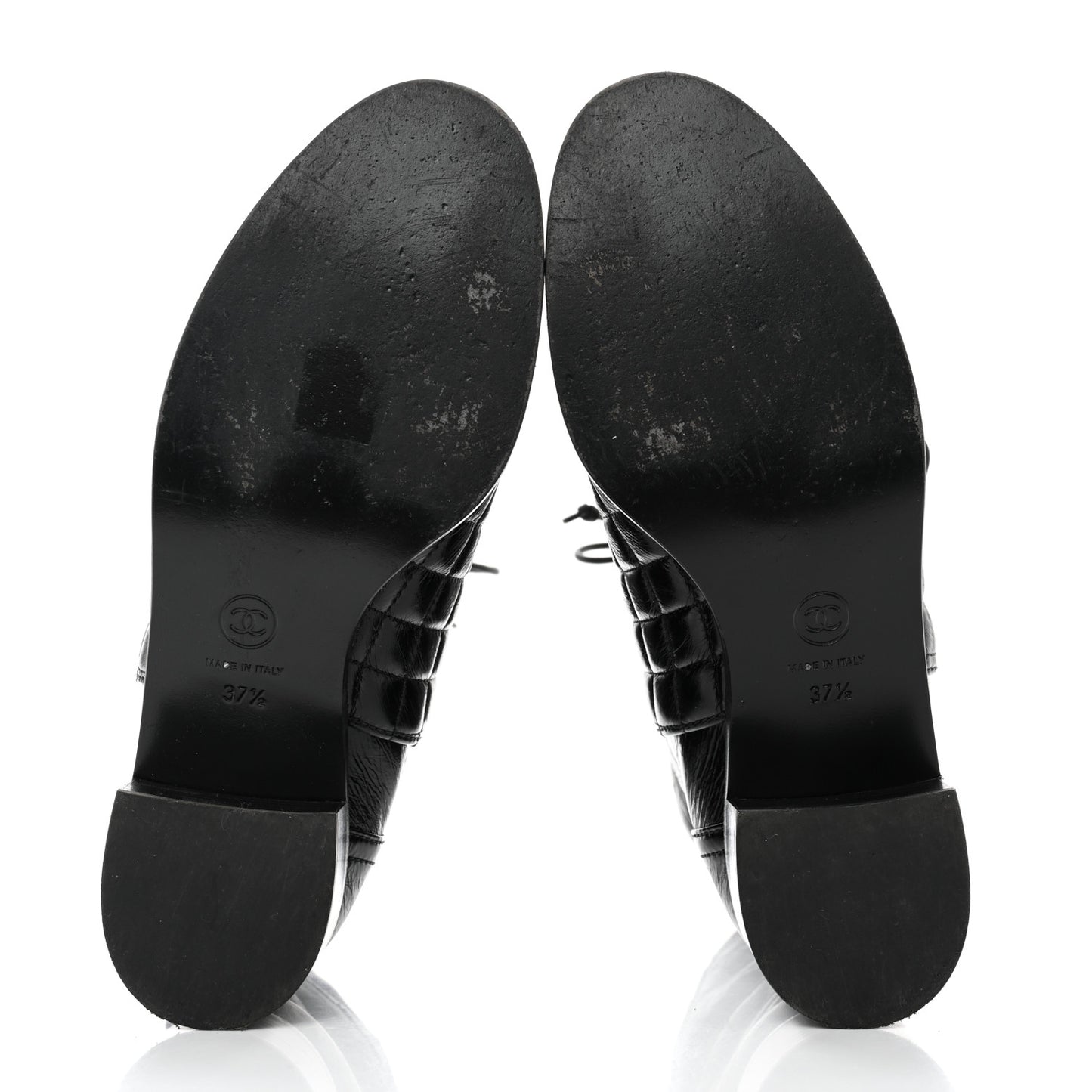 Shiny Goatskin Cap Toe Short Boots 37.5 Black