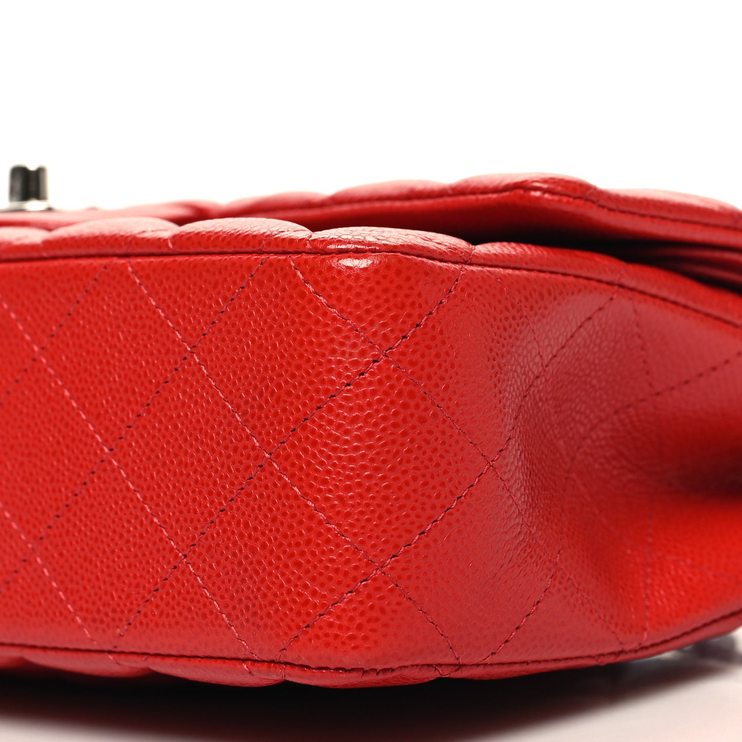 Caviar Quilted Medium Double Flap Red