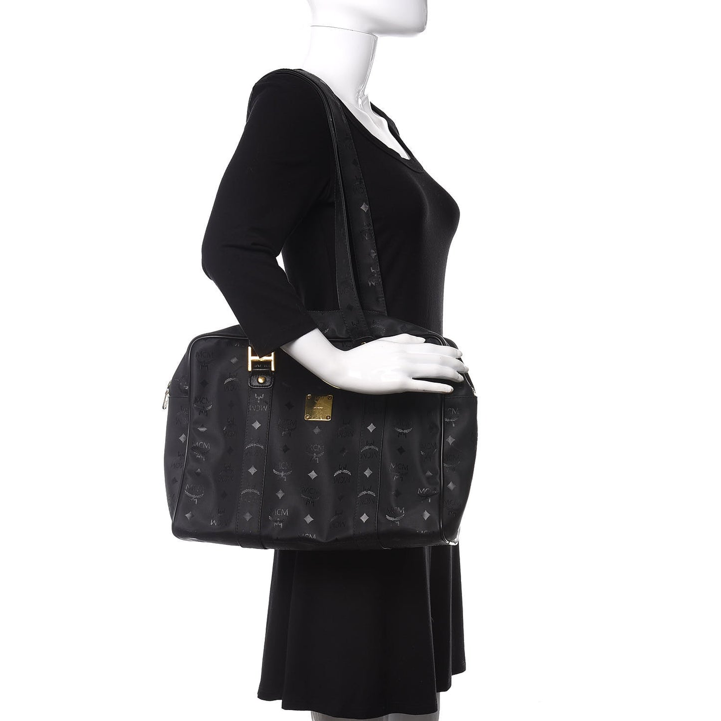 Monogram Coated Canvas Tote Bag Black