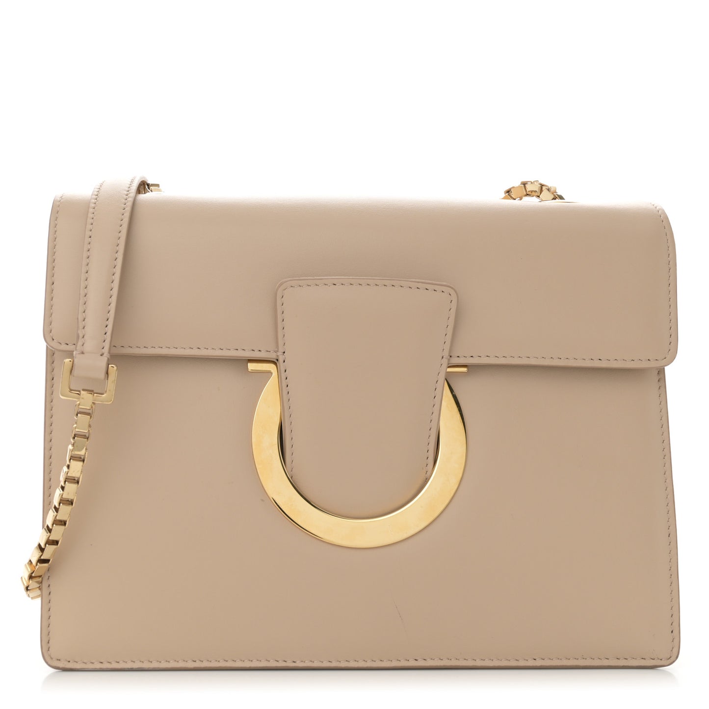 Calfskin Thalia Flap Shoulder Bag Macadamia