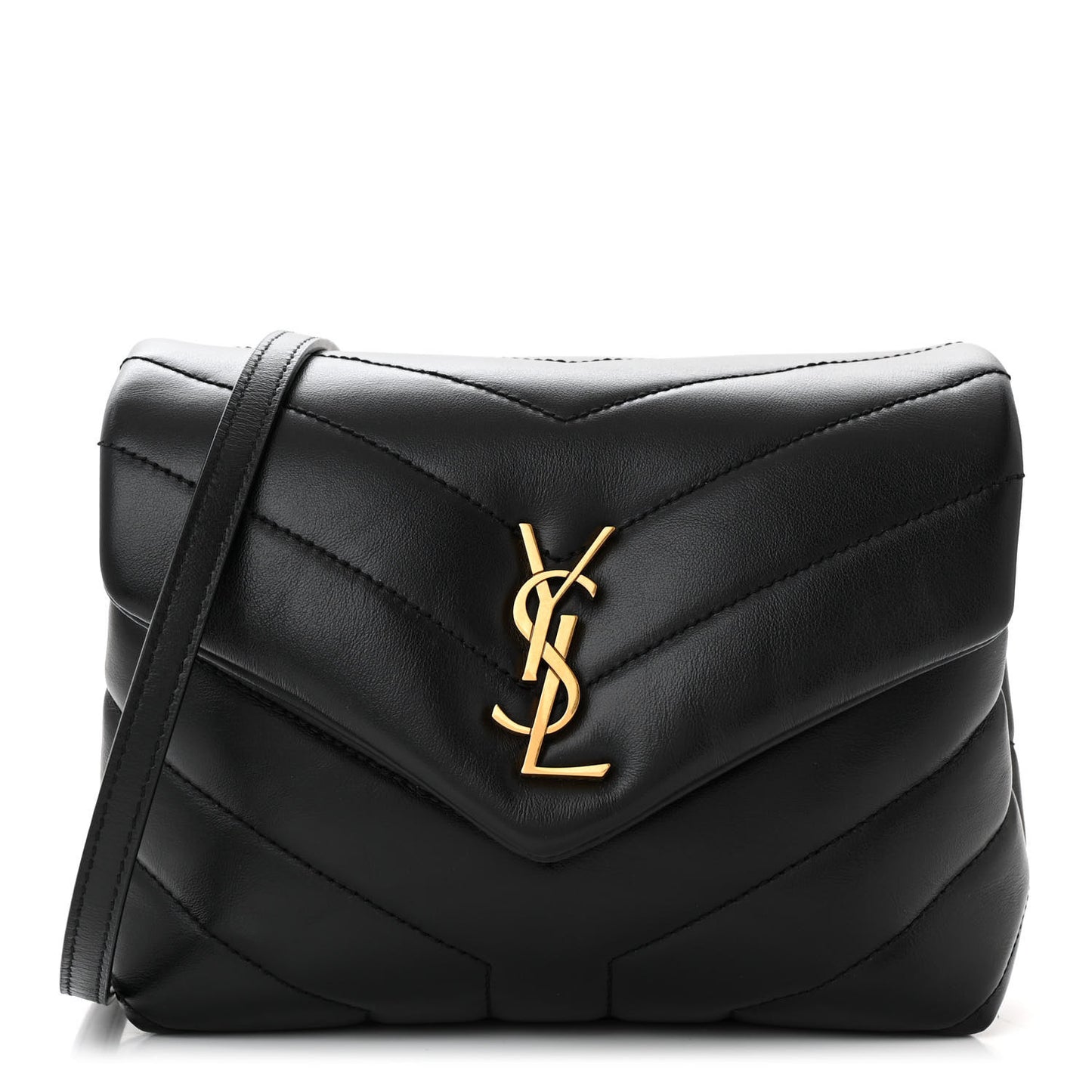 Calfskin Y Quilted Monogram Toy Loulou Crossbody Bag Black