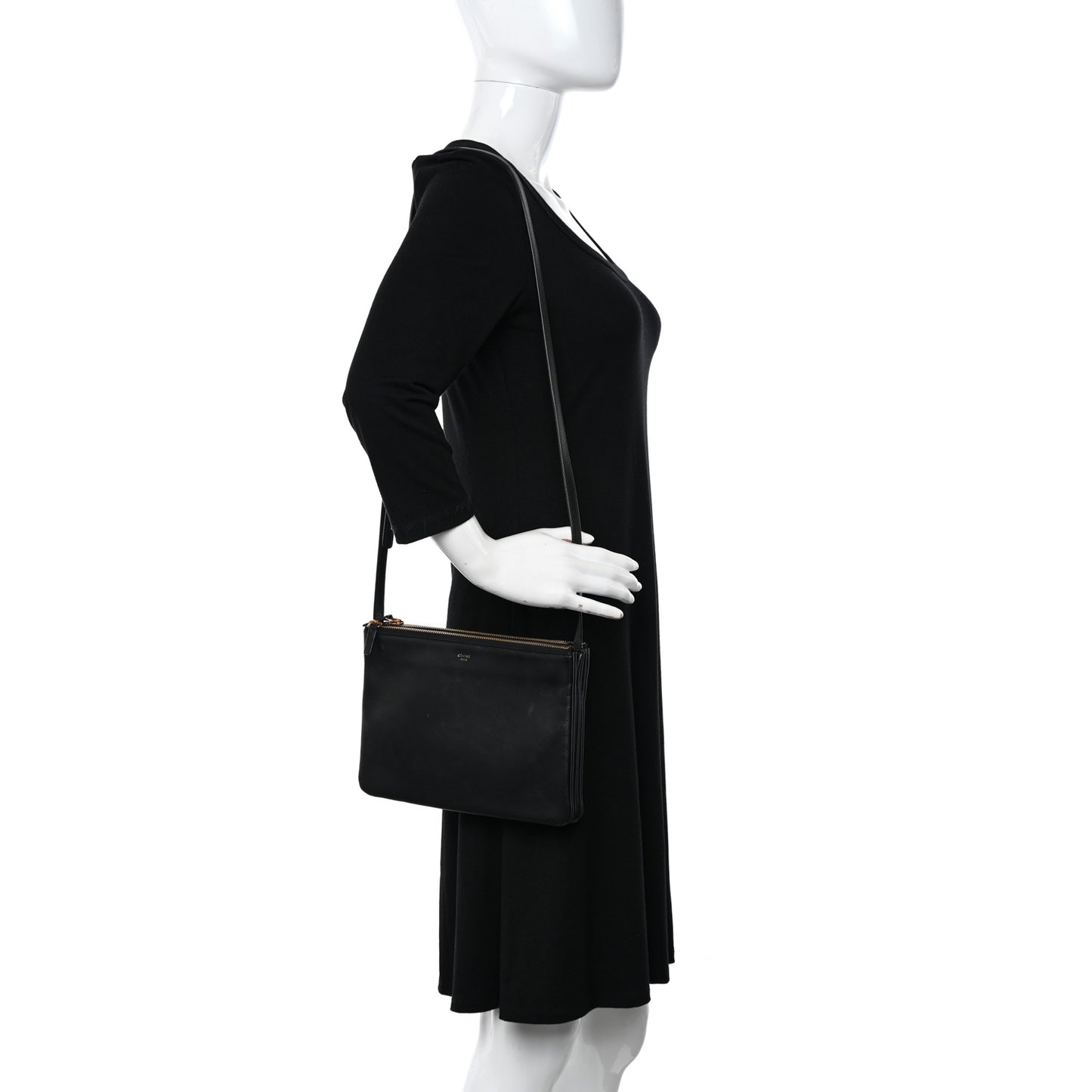 Lambskin Large Trio Crossbody Bag Black