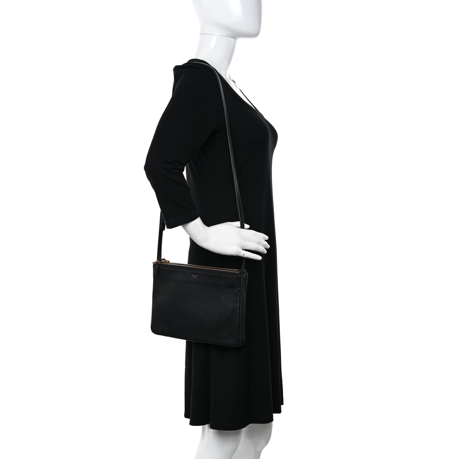 Celine Lambskin Large Trio Crossbody Bag Black 2 of 14