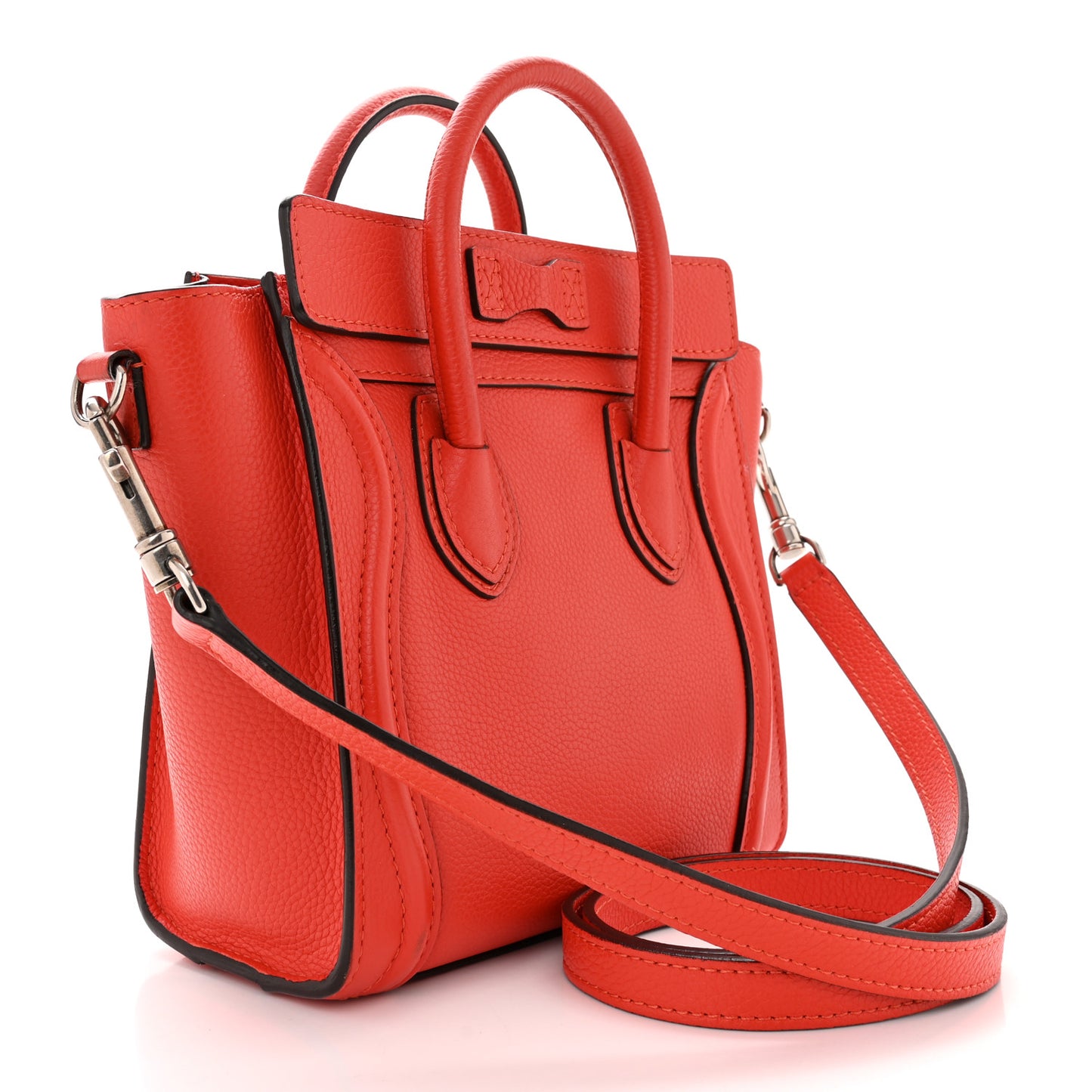 Drummed Calfskin Nano Luggage Vermillion