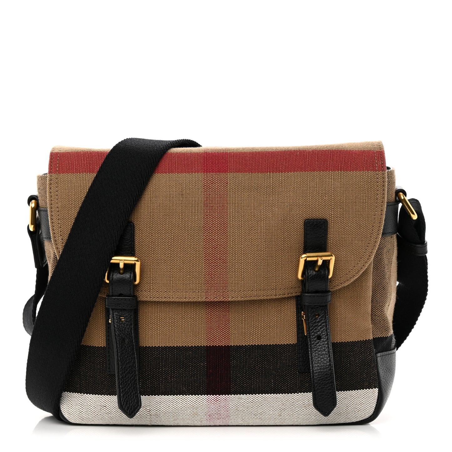 Canvas Mega Check Large Baildon Messenger Bag Black