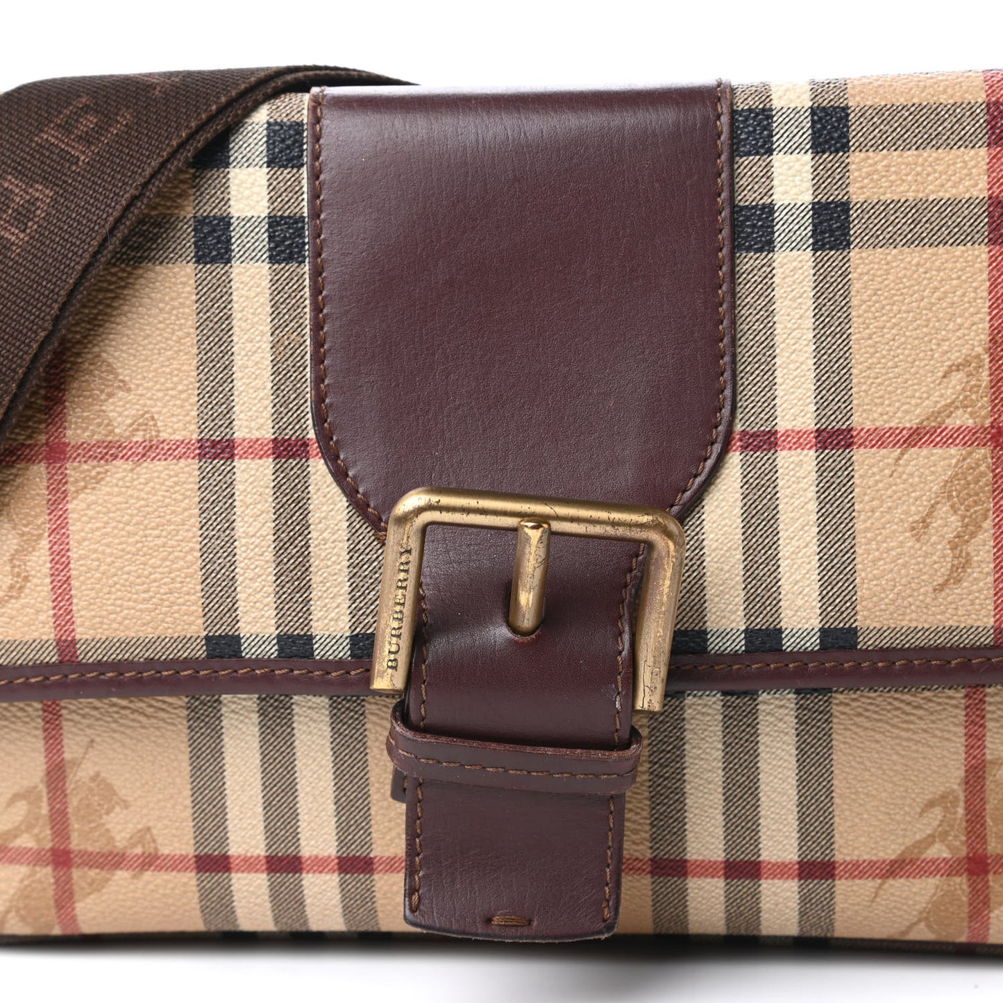 Haymarket Check Buckle Crossbody Bag Brown