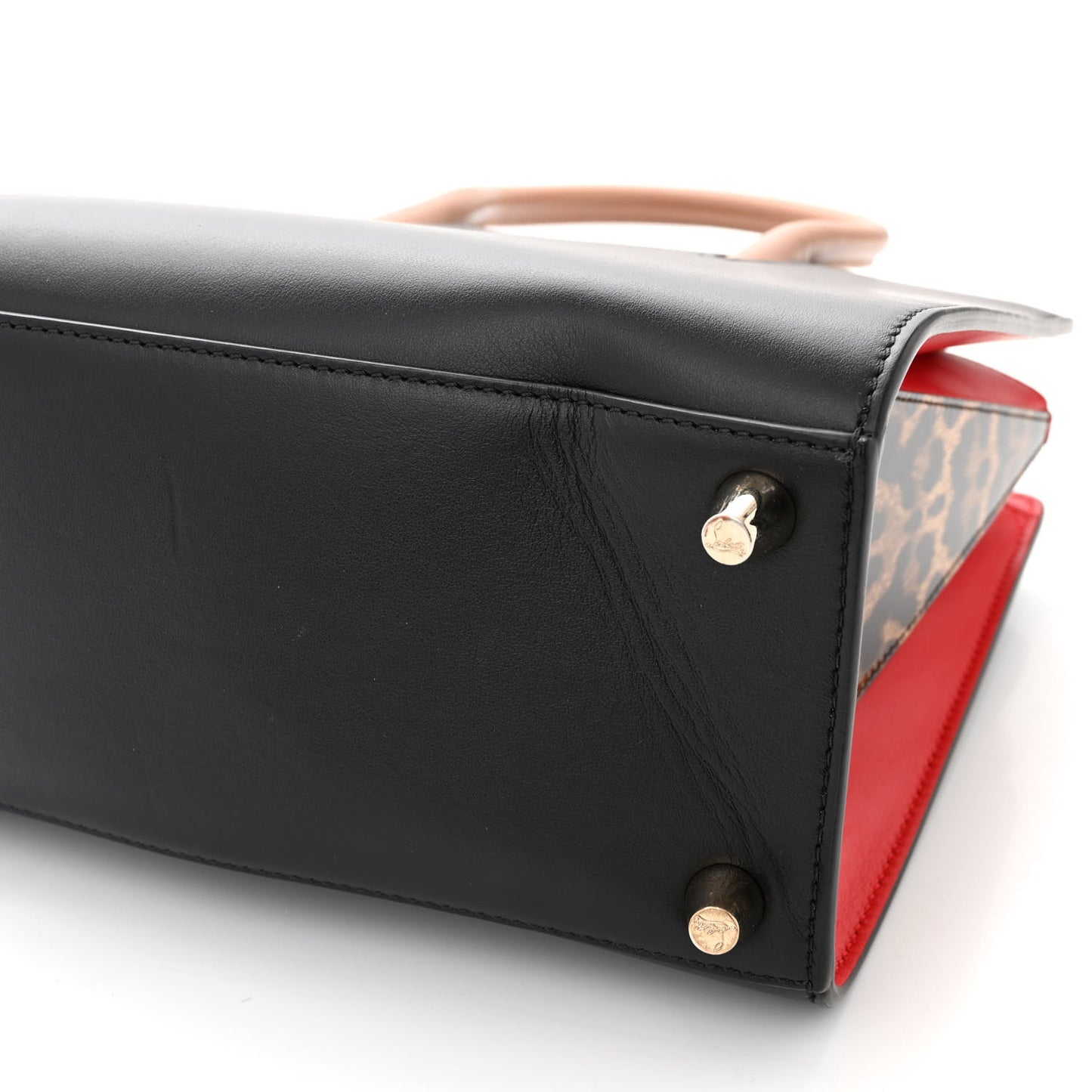Calfskin Patent Leopard Studded Small Paloma Black