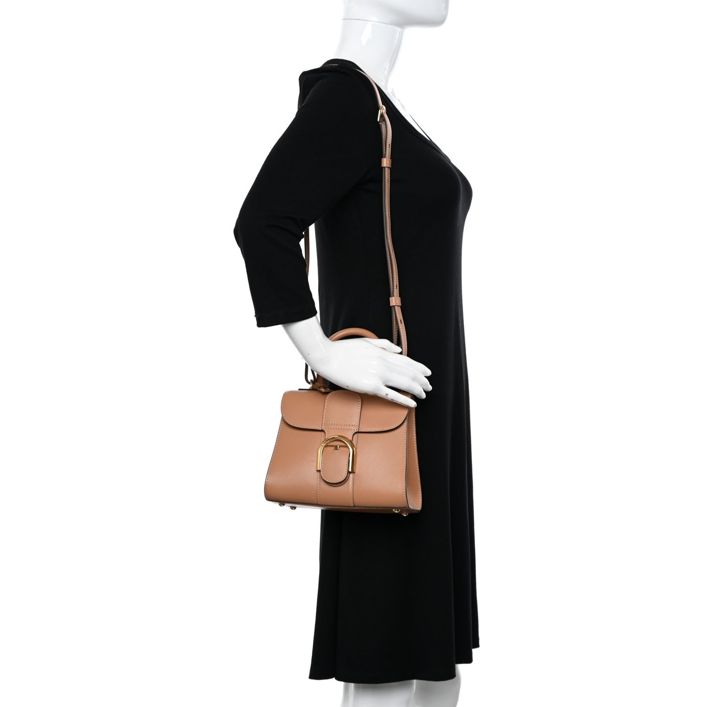 Grained Calfskin Mini Brillant Satchel Nude
