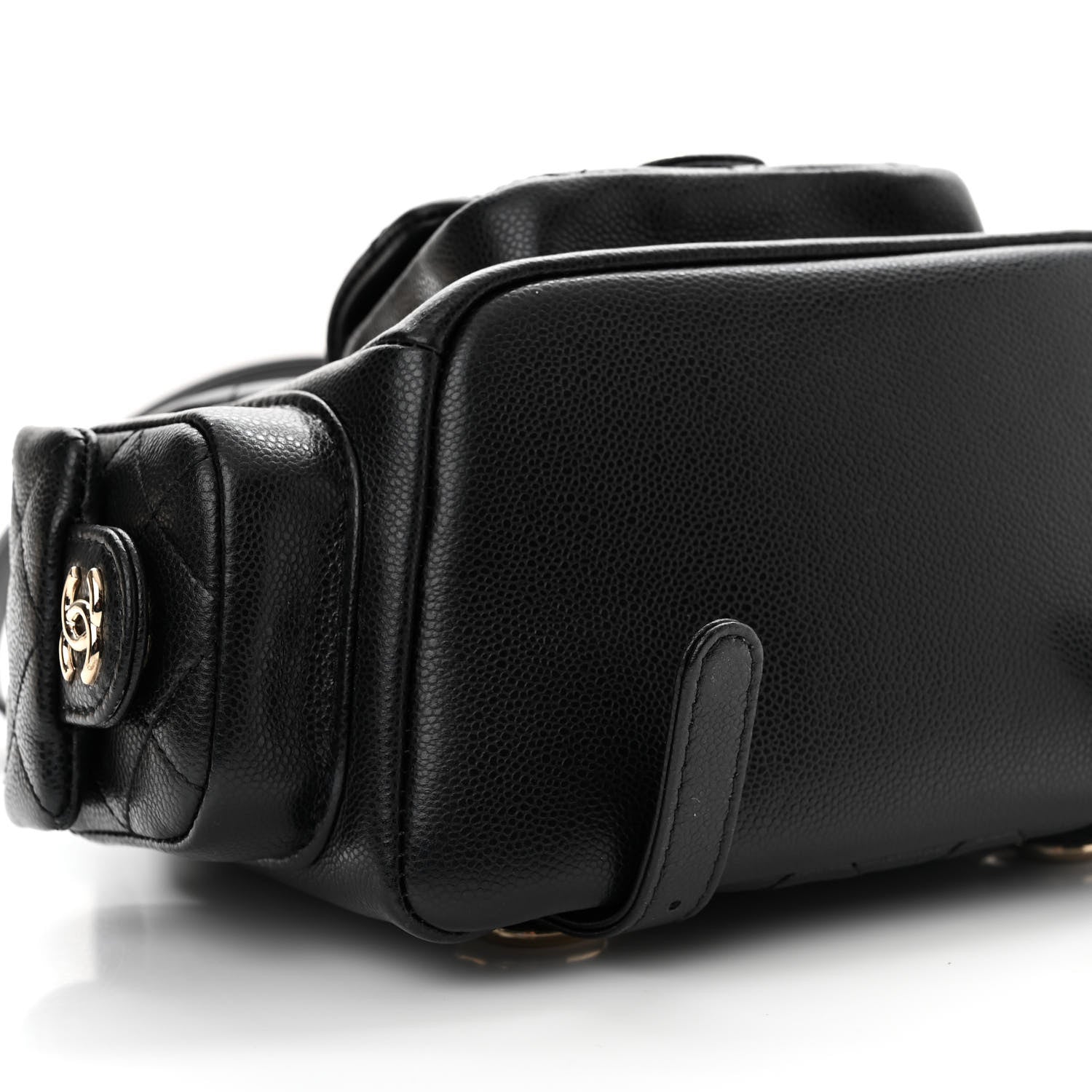 Chanel Shiny Caviar Quilted Small Pockets Drawstring Backpack Black 9 of 10