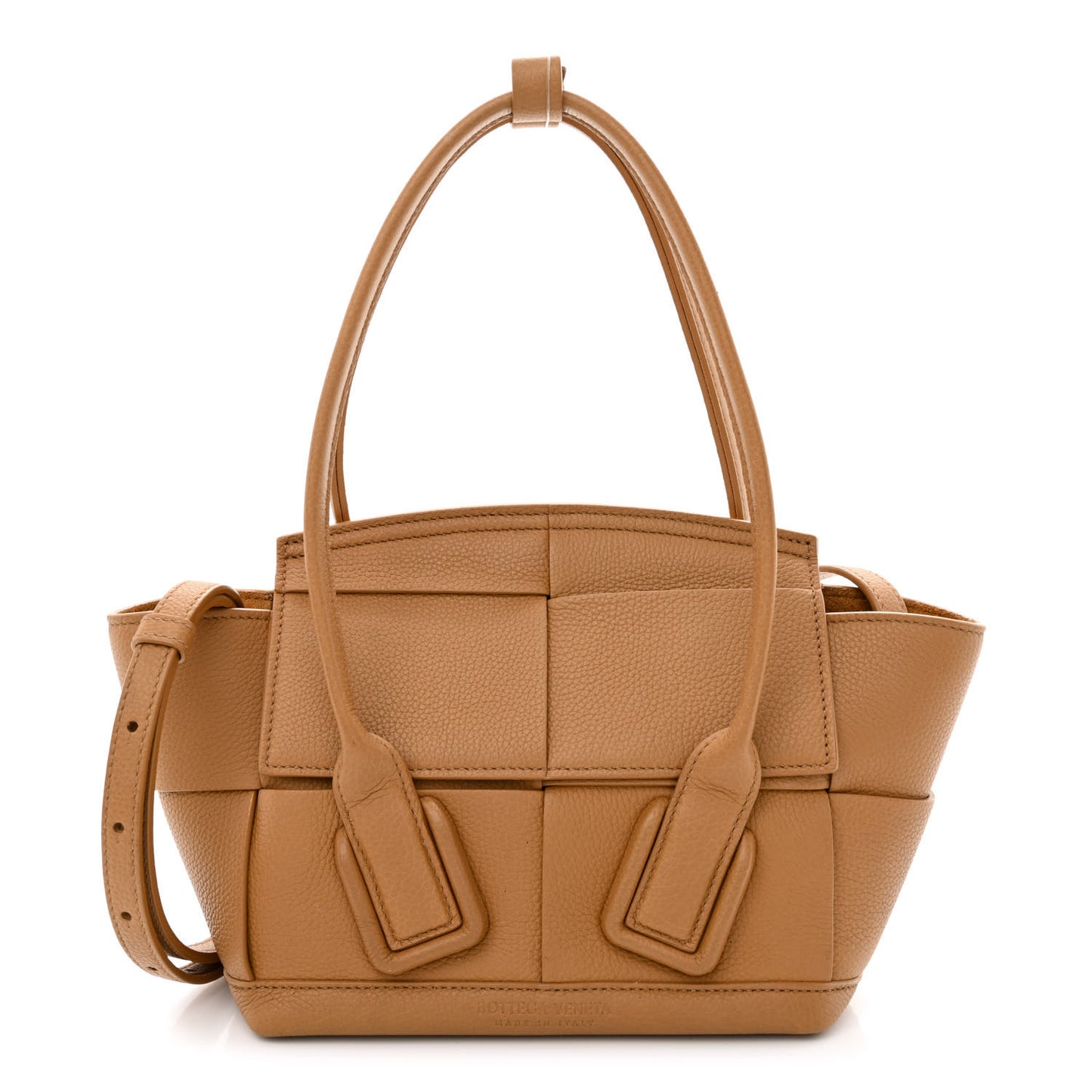 Grained Calfskin Maxi Intrecciato Mini Arco Caramel