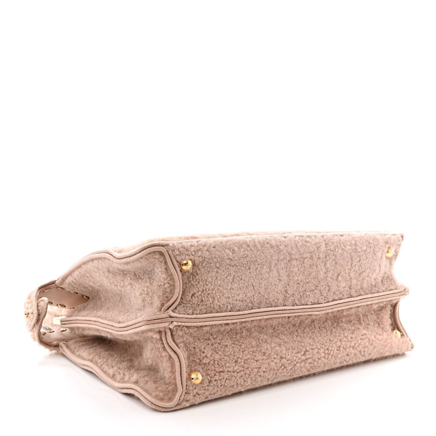 Fendi Curly Shearling Shiny Nappa Medium Peekaboo I SEE U Satchel Rosa Plaster 4 of 12