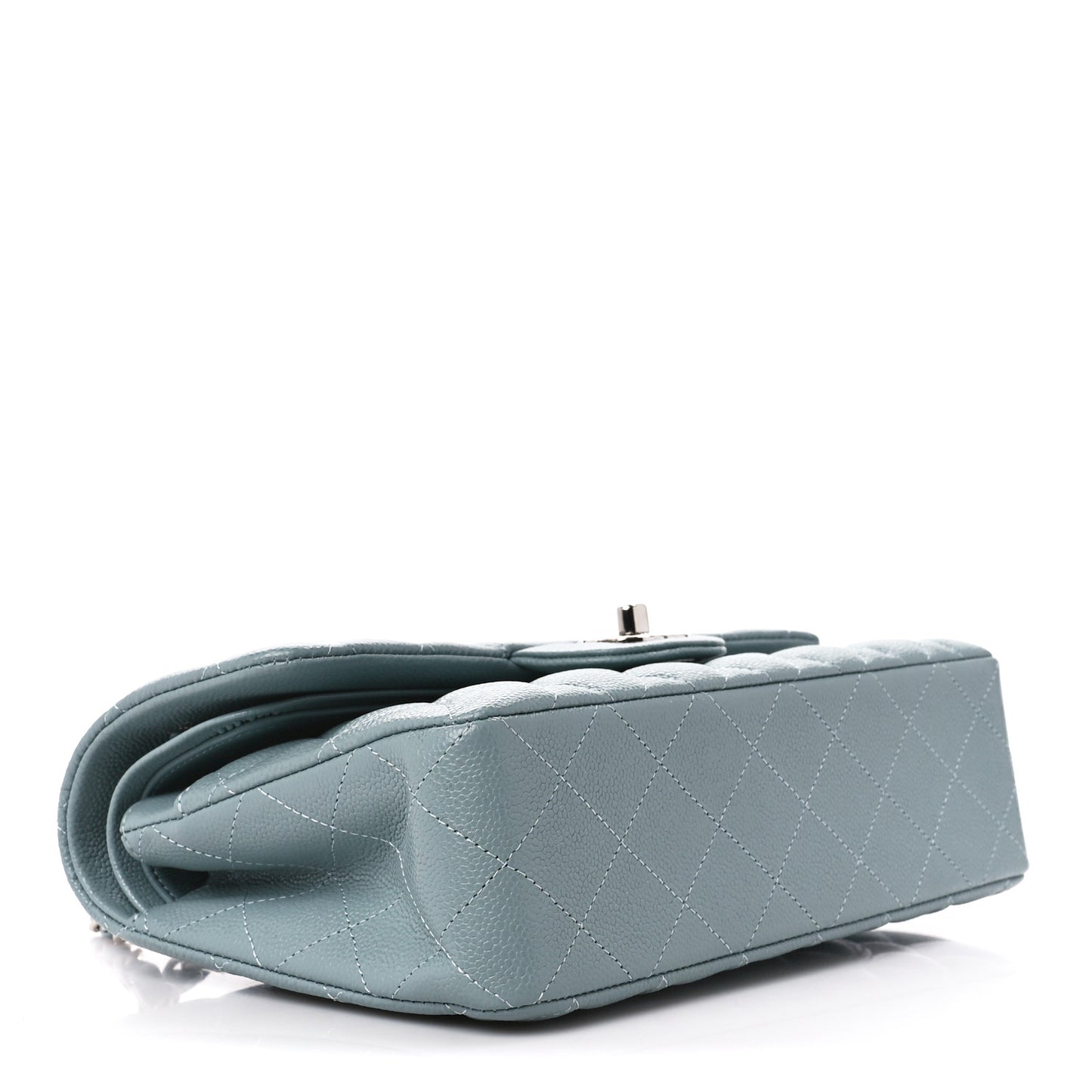 Caviar Quilted Small Double Flap Light Blue