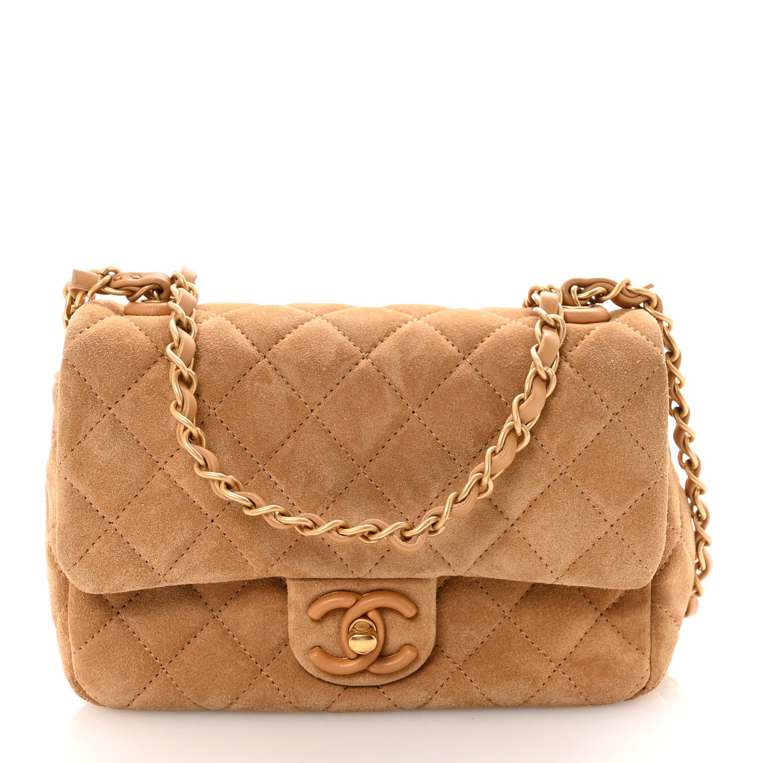 Chanel Suede Quilted Mini Flap Dark Beige 1865184 – FASHIONPHILE
