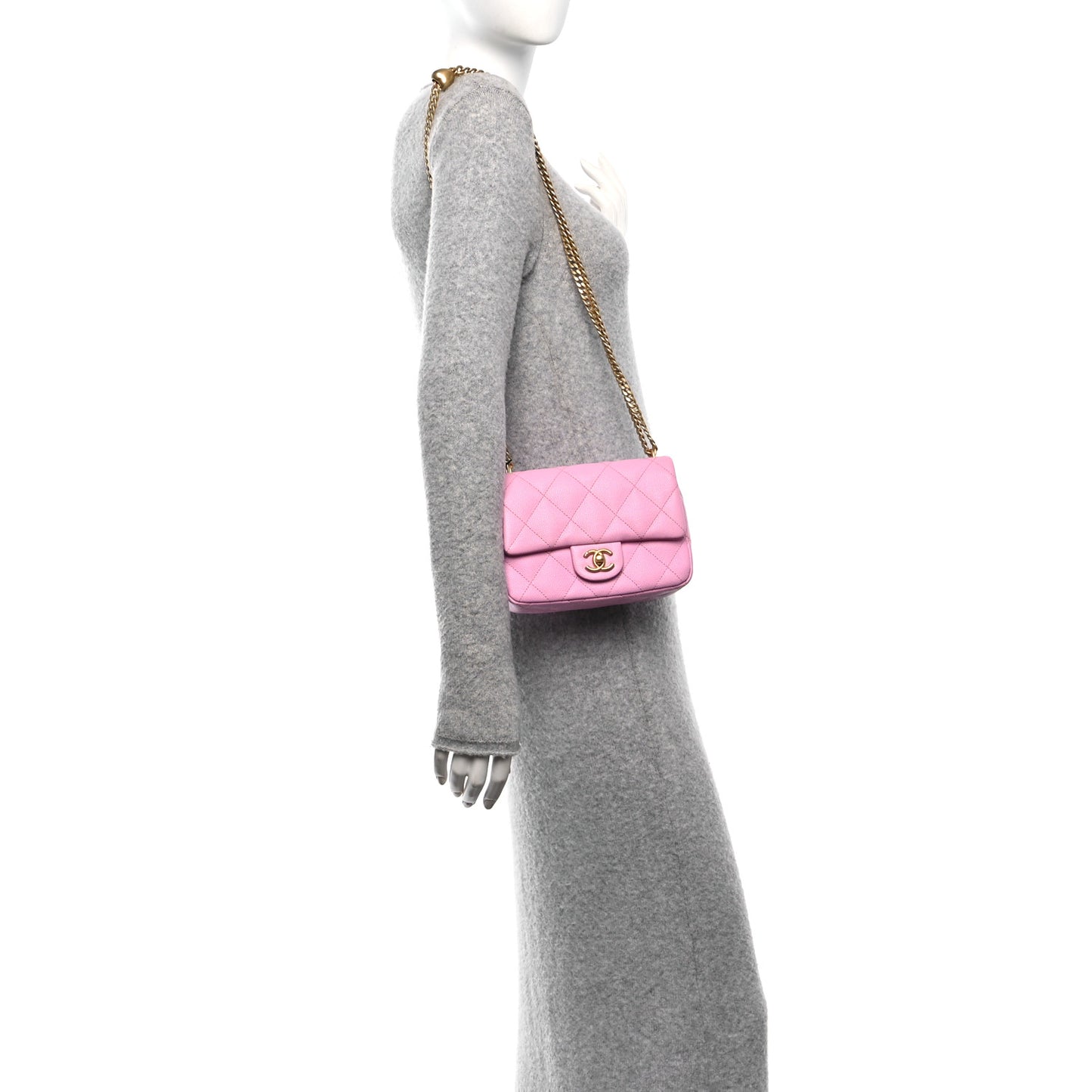 Caviar Quilted Mini Sweetheart Flap Lilac