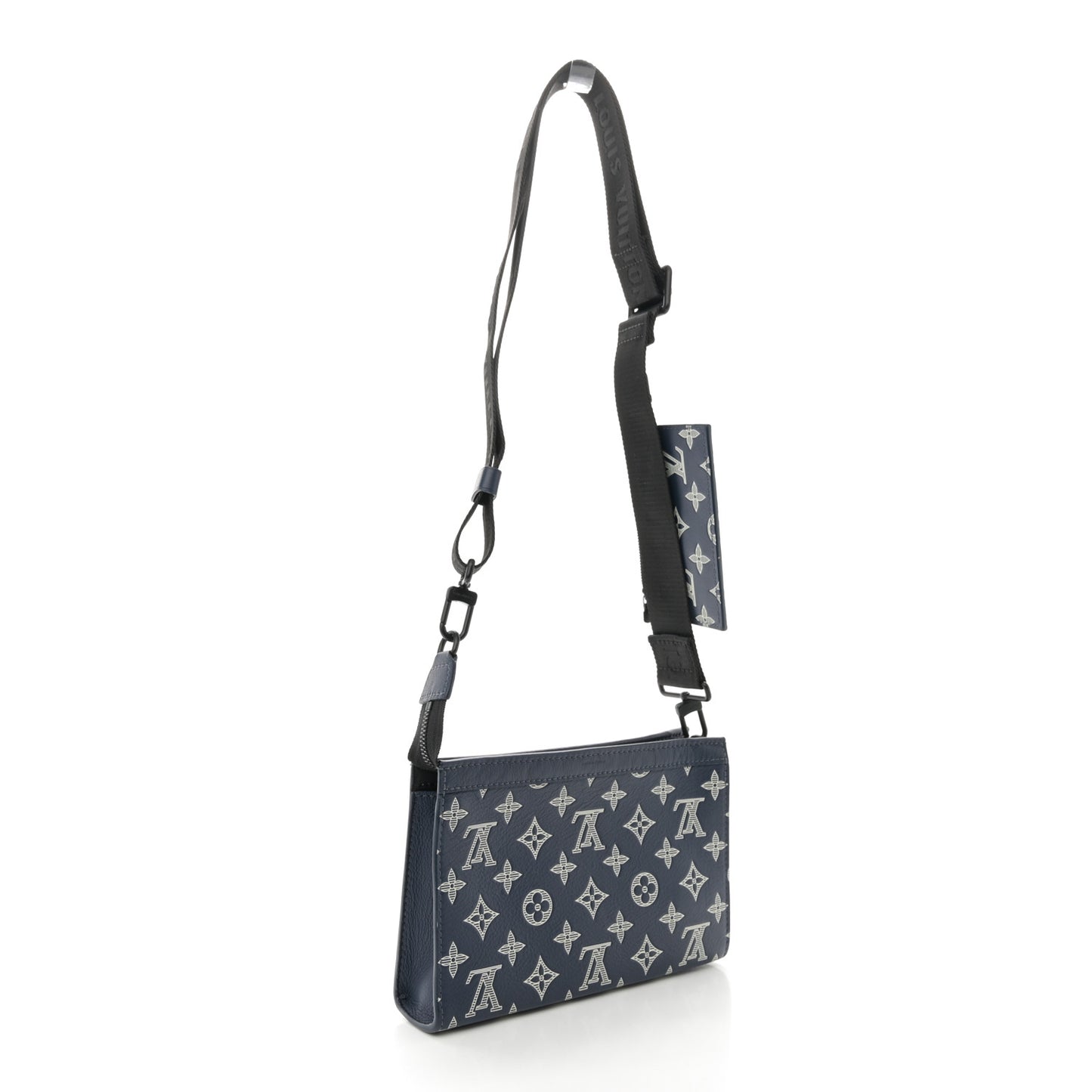 Calfskin Monogram Shadow Gaston Wearable Wallet Ink Blue White