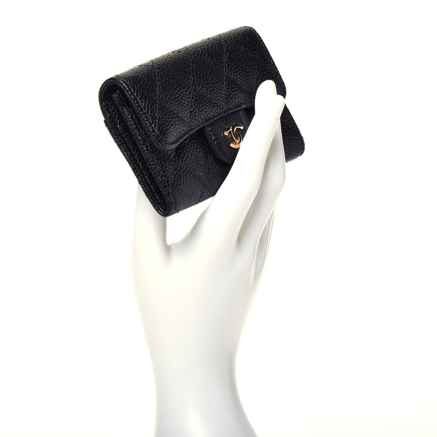 Chanel Caviar Quilted Flap Card Holder Wallet Black 2 of 8