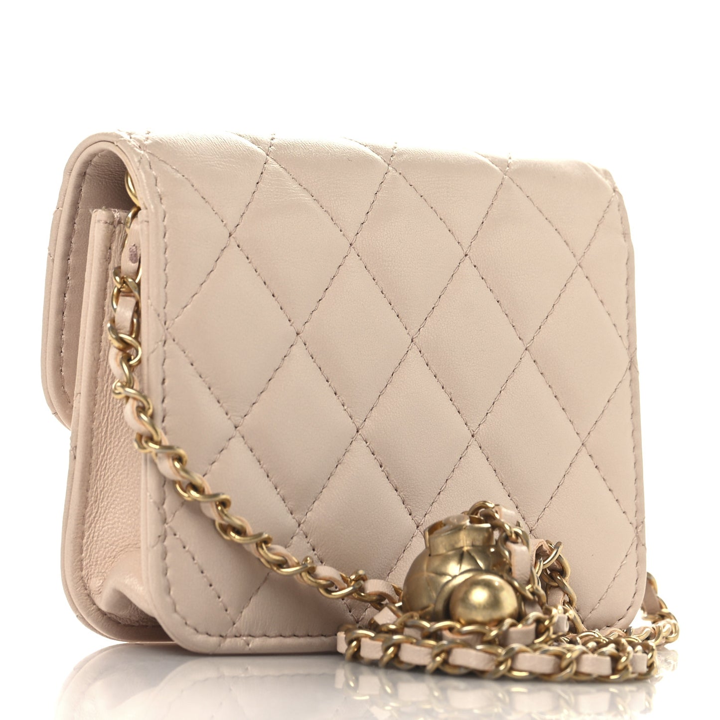 Lambskin Quilted Pearl Crush Clutch With Chain Light Pink