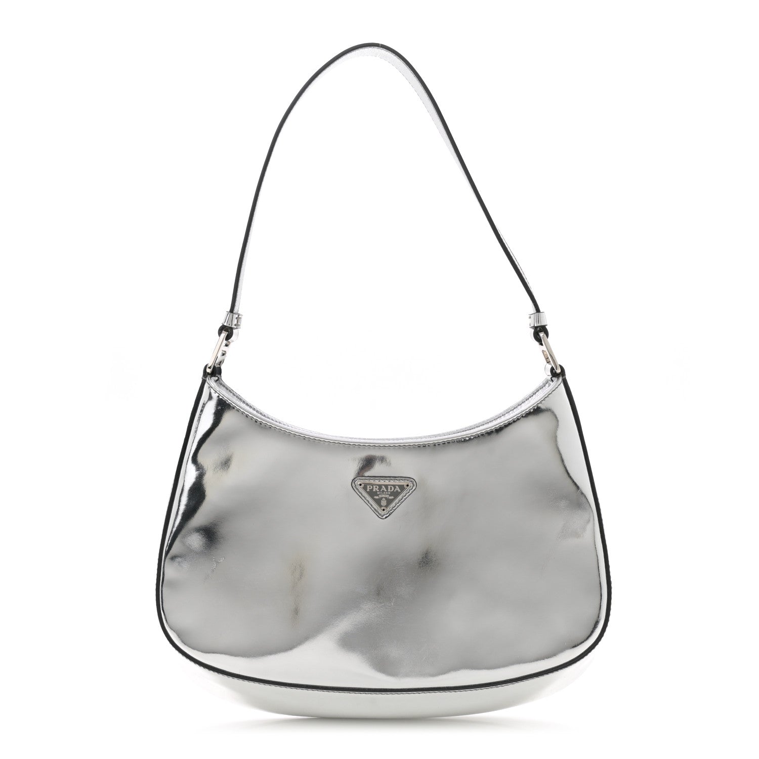 Prada Spazzolato Cleo Shoulder Bag Argento 1709930 – FASHIONPHILE