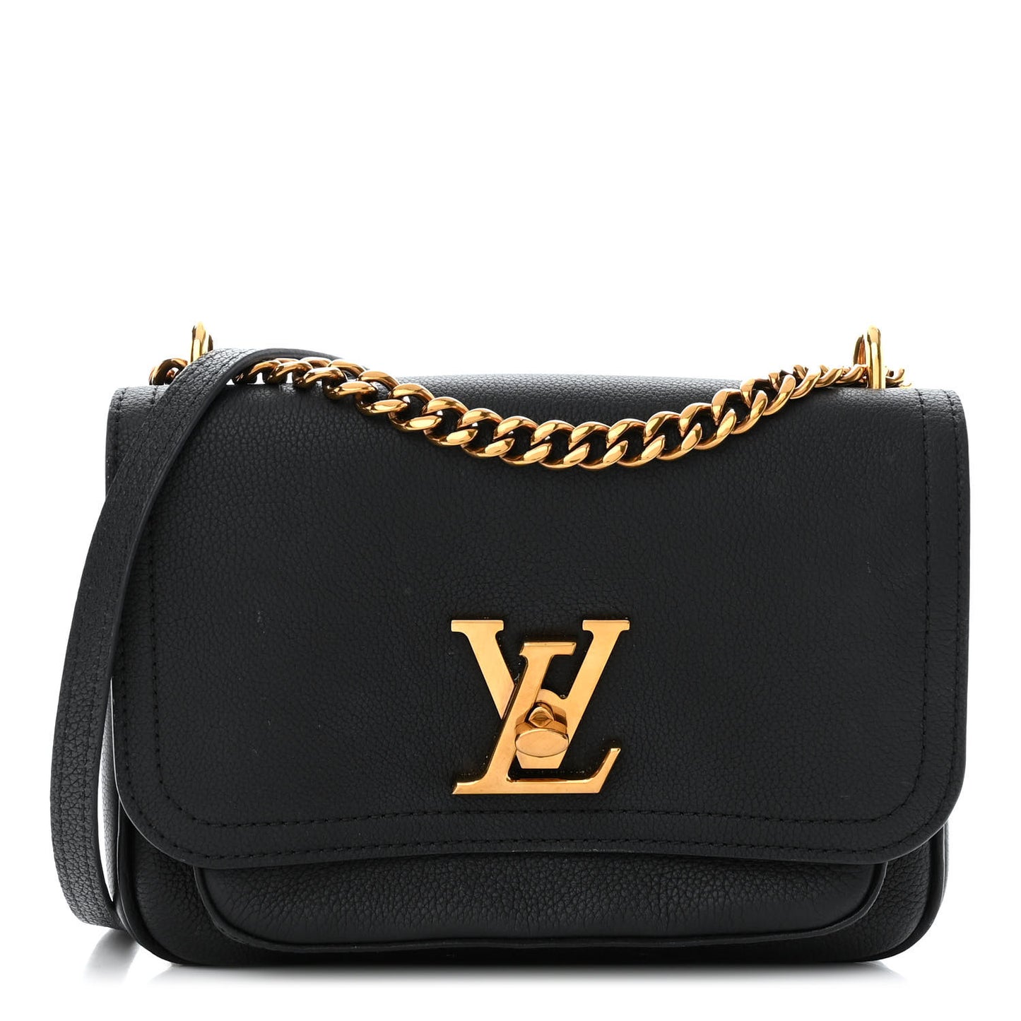 Grained Calfskin Lockme Chain Bag PM Black