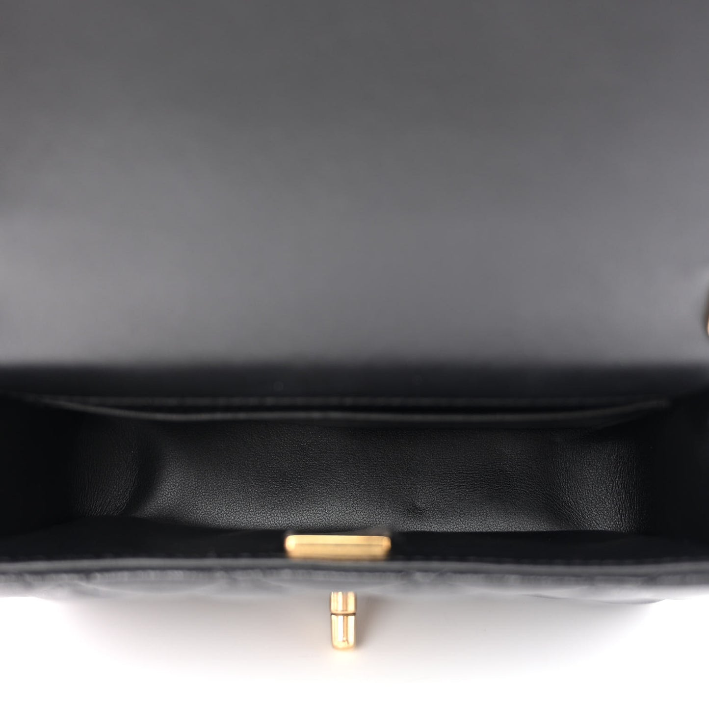 Shiny Lambskin Quilted Pearl Twist Mini Square Flap Black
