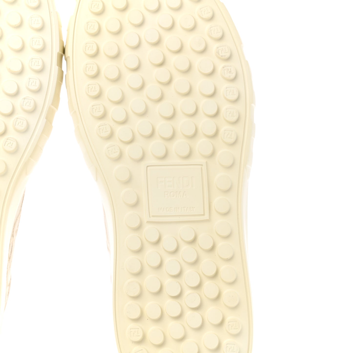 Fabric Jacquard Vitello Nappa FF Karligraphy Womens Fendi Force Low Top Sneakers 36.5 Camelia