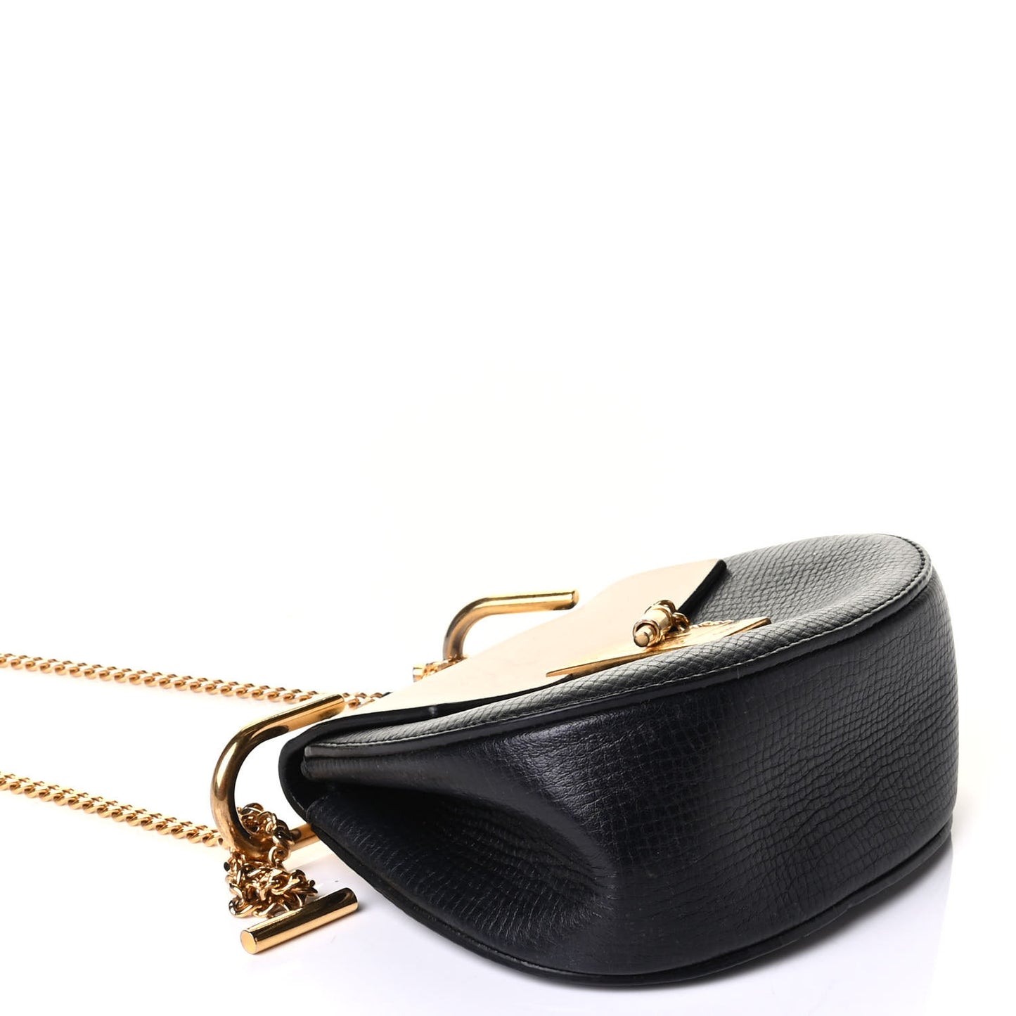 Grained Calfskin Lambskin Mini Bi-Color Drew Shoulder Bag Black Powder Beige