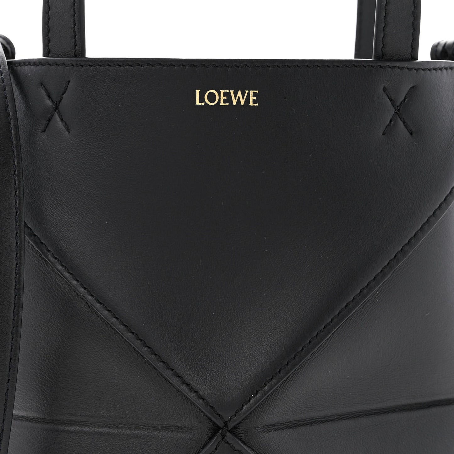 Shiny Calfskin Mini Puzzle Fold Tote Black