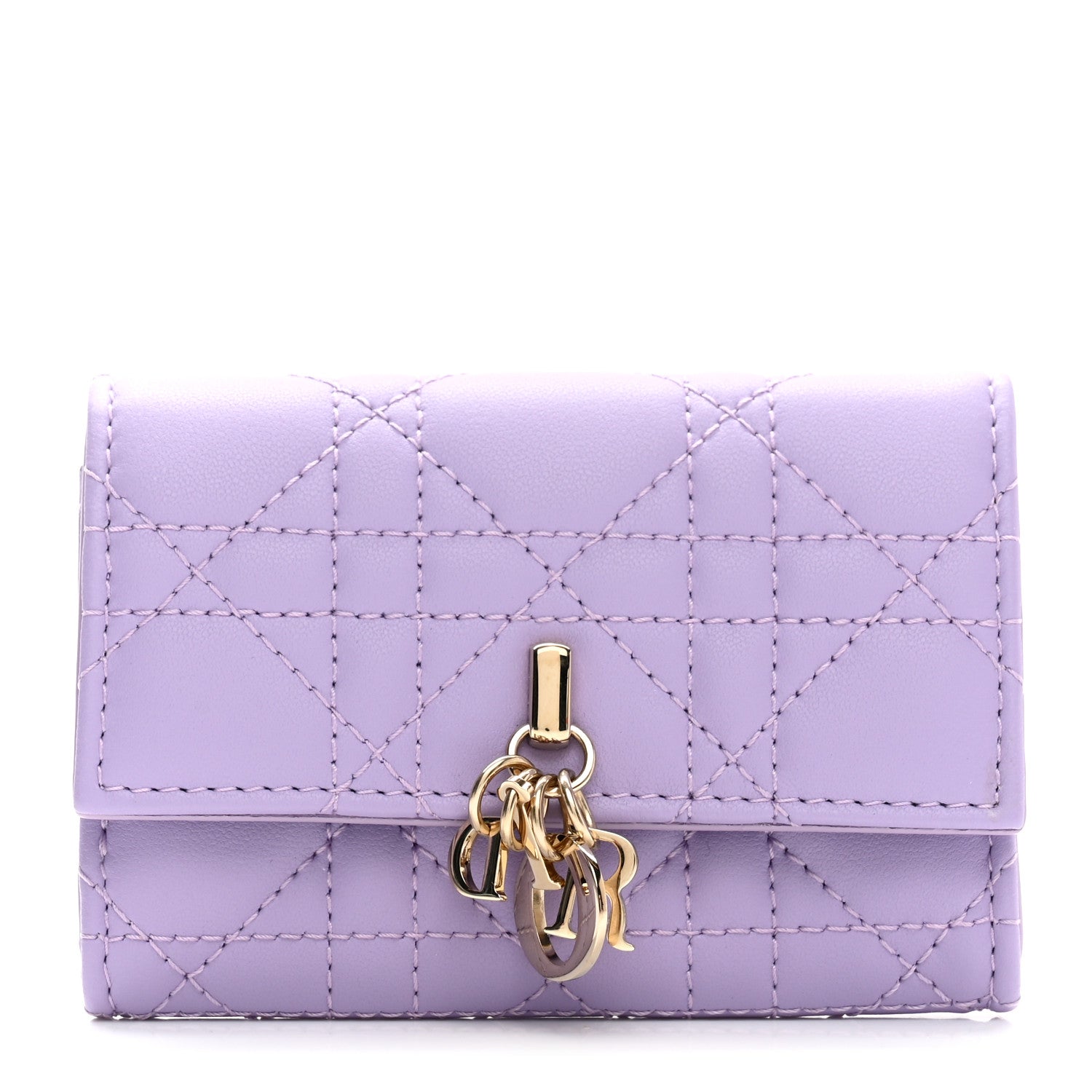 Christian Dior パープル 二つ折り財布 Christian Dior Lambskin Cannage Miss Dior Glycine Wallet Purple