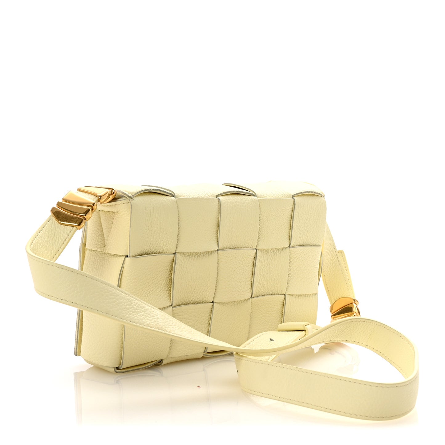 Grained Calfskin Maxi Intrecciato Cassette Crossbody Bag Ice Cream