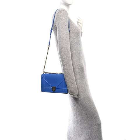 Smooth Calfskin Medium Diorama Flap Bag Blue