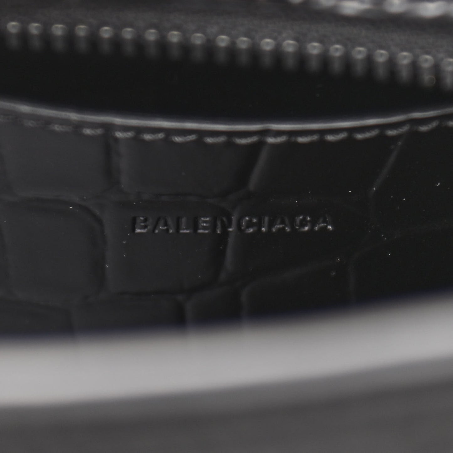 Semi Shiny Calfskin Crocodile Embossed Neo Classic Black Hardware Mini City Black