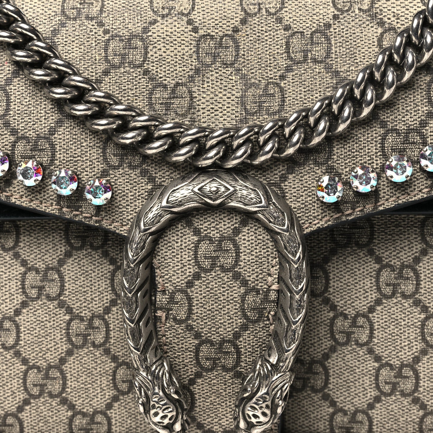 GG Supreme Monogram Crystal Small Dionysus Shoulder Bag Black