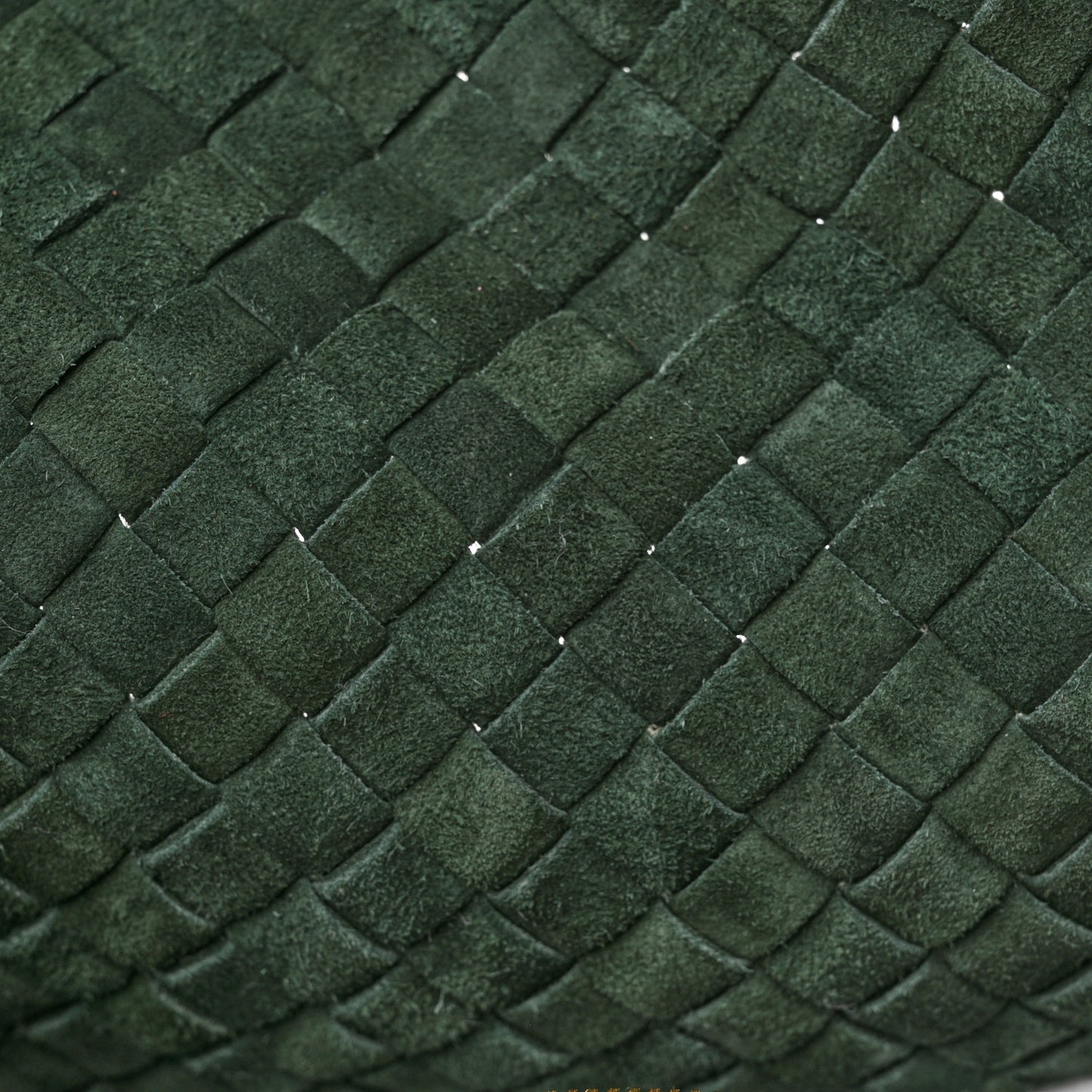 Suede Intrecciato Small Cobble Messenger Bag Emerald Green