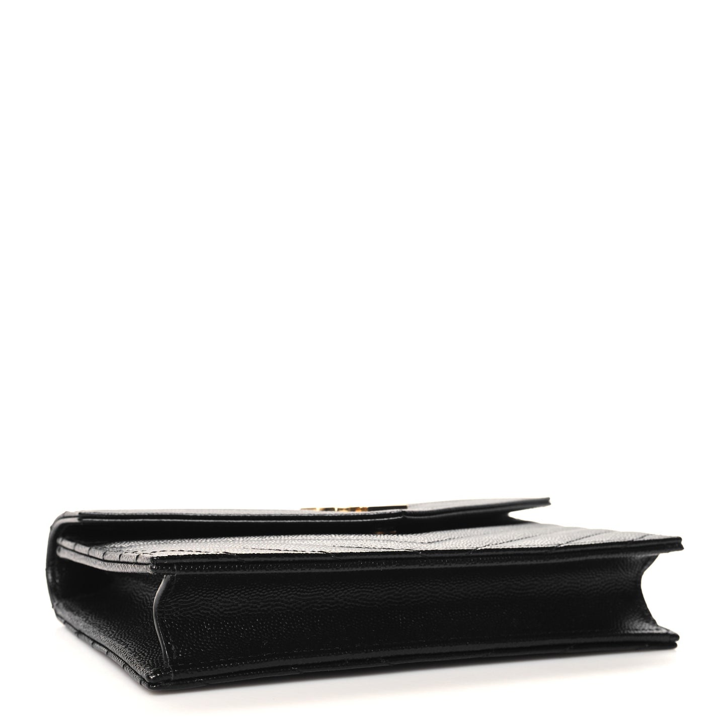 Grain De Poudre Matelasse Chevron Monogram Envelope Chain Wallet Black