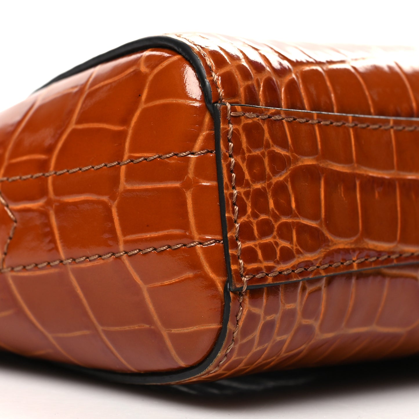 Calfskin Crocodile Embossed Nano Antigona Tan