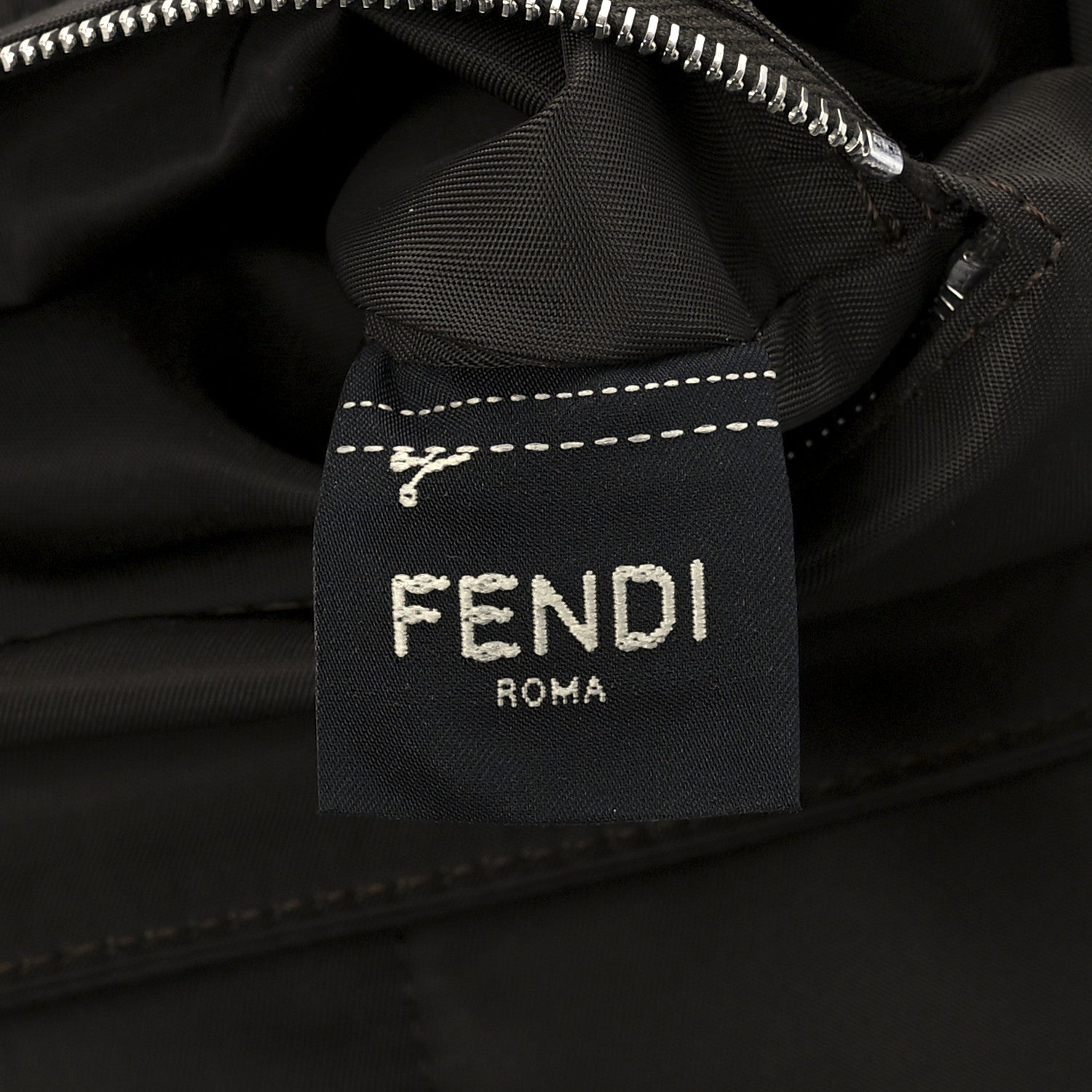 Fendi Econyl Nylon Cuoio Romano Monochrome Medium Baguette Messenger Bag Ebano 8 of 13