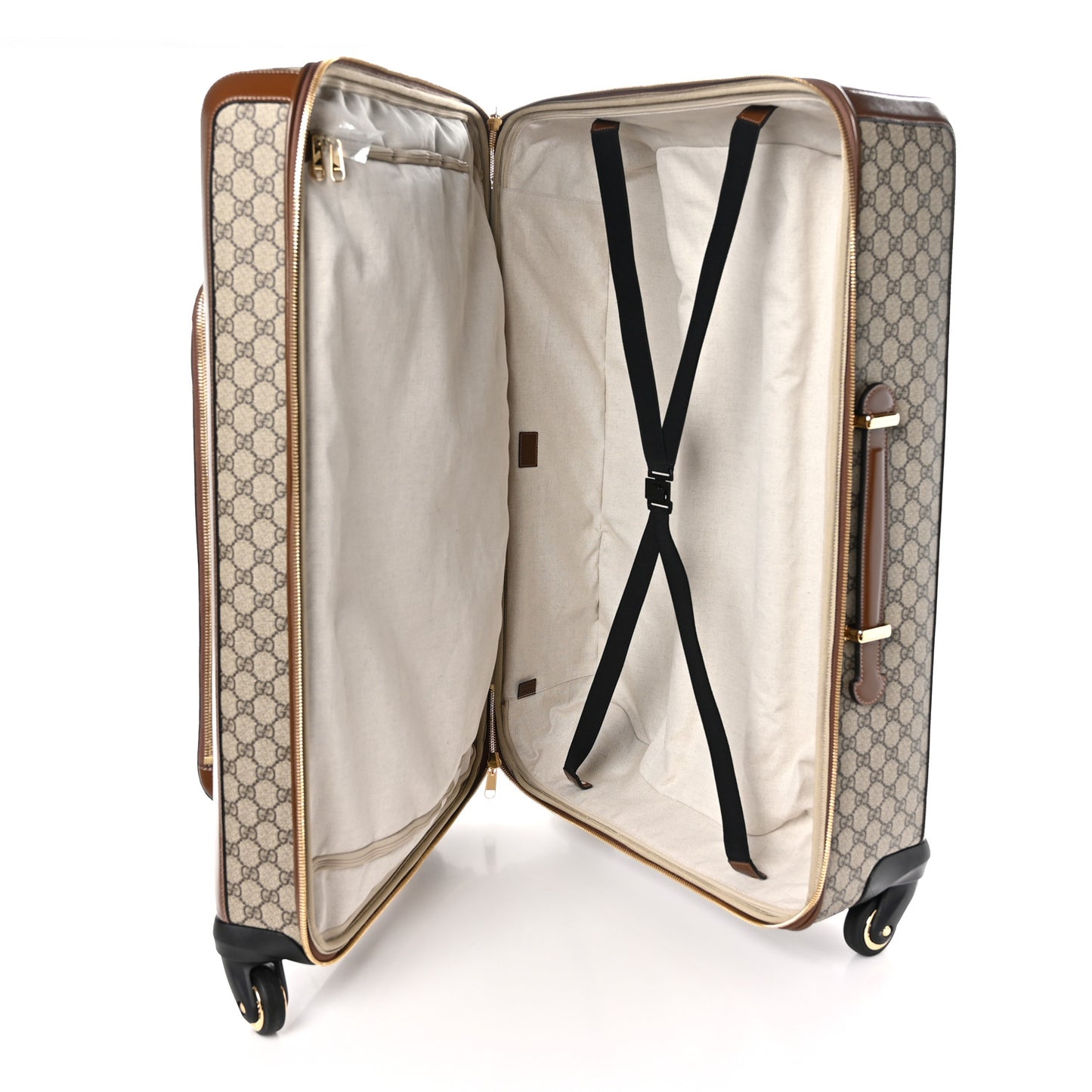 GG Supreme Monogram Azalea Calfskin Retro Interlocking G Carry On Trolley Beige Ebony Brown Sugar