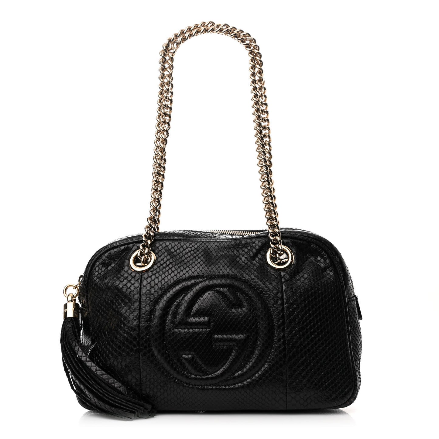 Snakeskin Small Soho Bowler Black